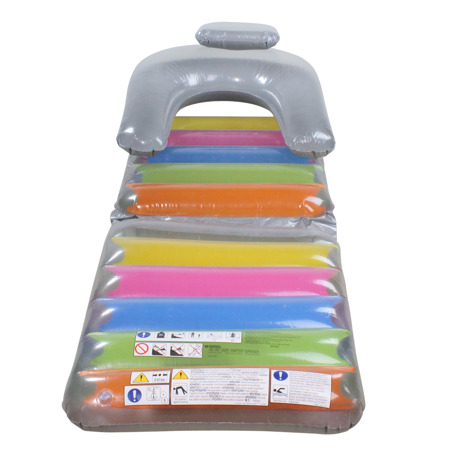 Inflatable Gray Folding Swimming Pool Chaise Lounge, 75-Inch