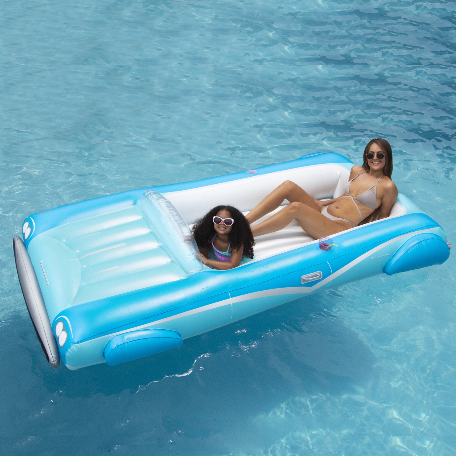 Classic Convertible Car Inflatable Swimming Pool Lounger Float - 8.75' - Blue