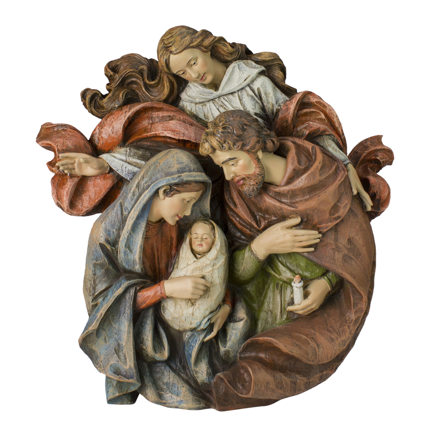 Buste mural de Noël ange, Sainte famille brune de 14 po