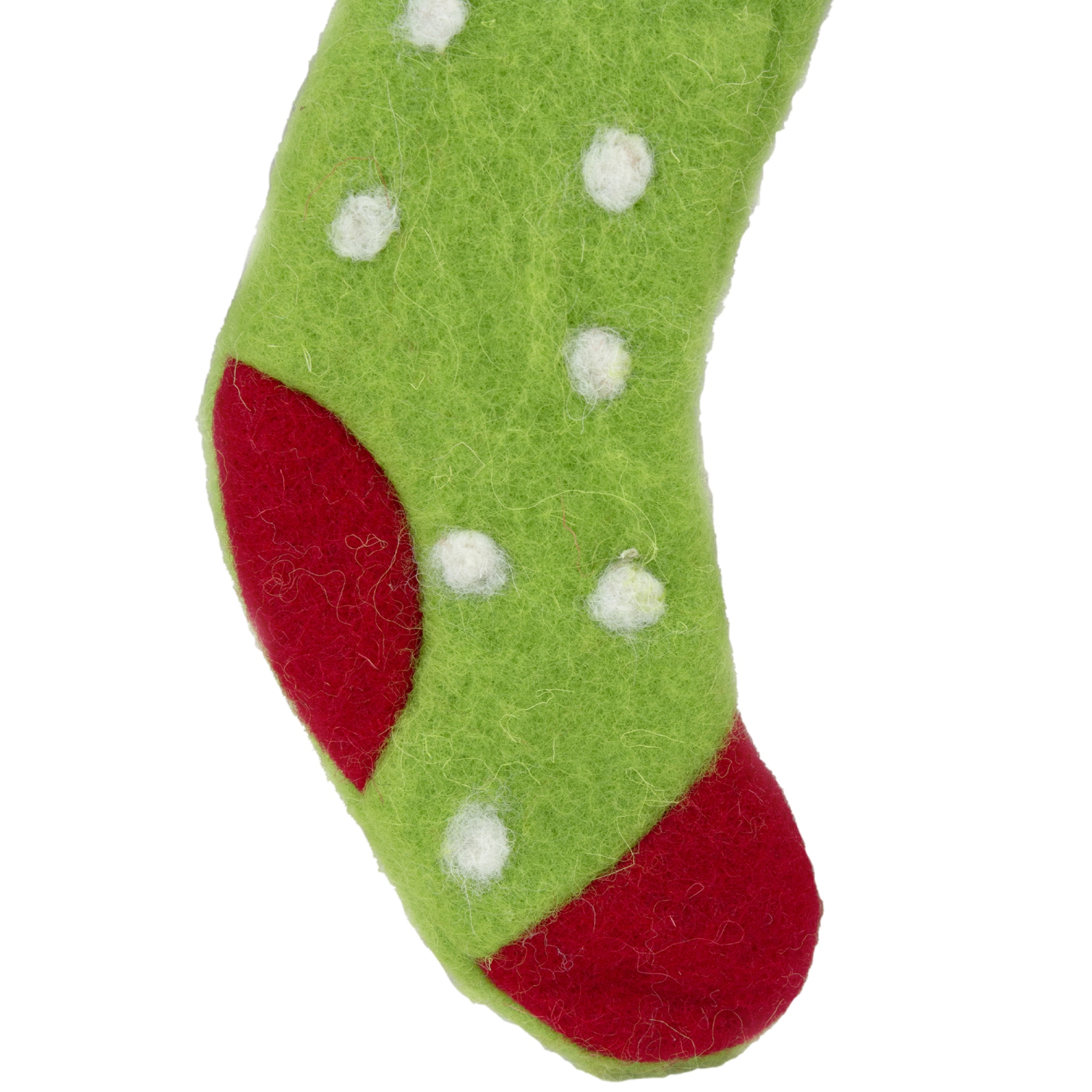 9.5" Green and Red Polka Dotted Felt Christmas Stocking Ornament
