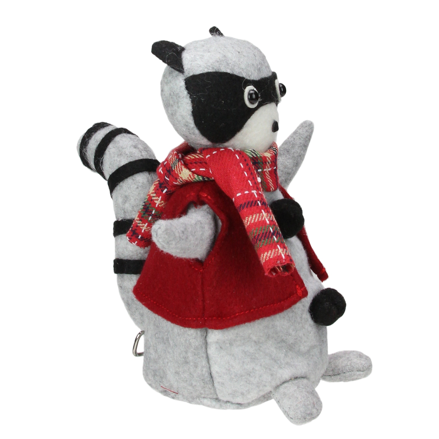 7" Animated Gray and Flannel Raccoon Tabletop Christmas Decoration