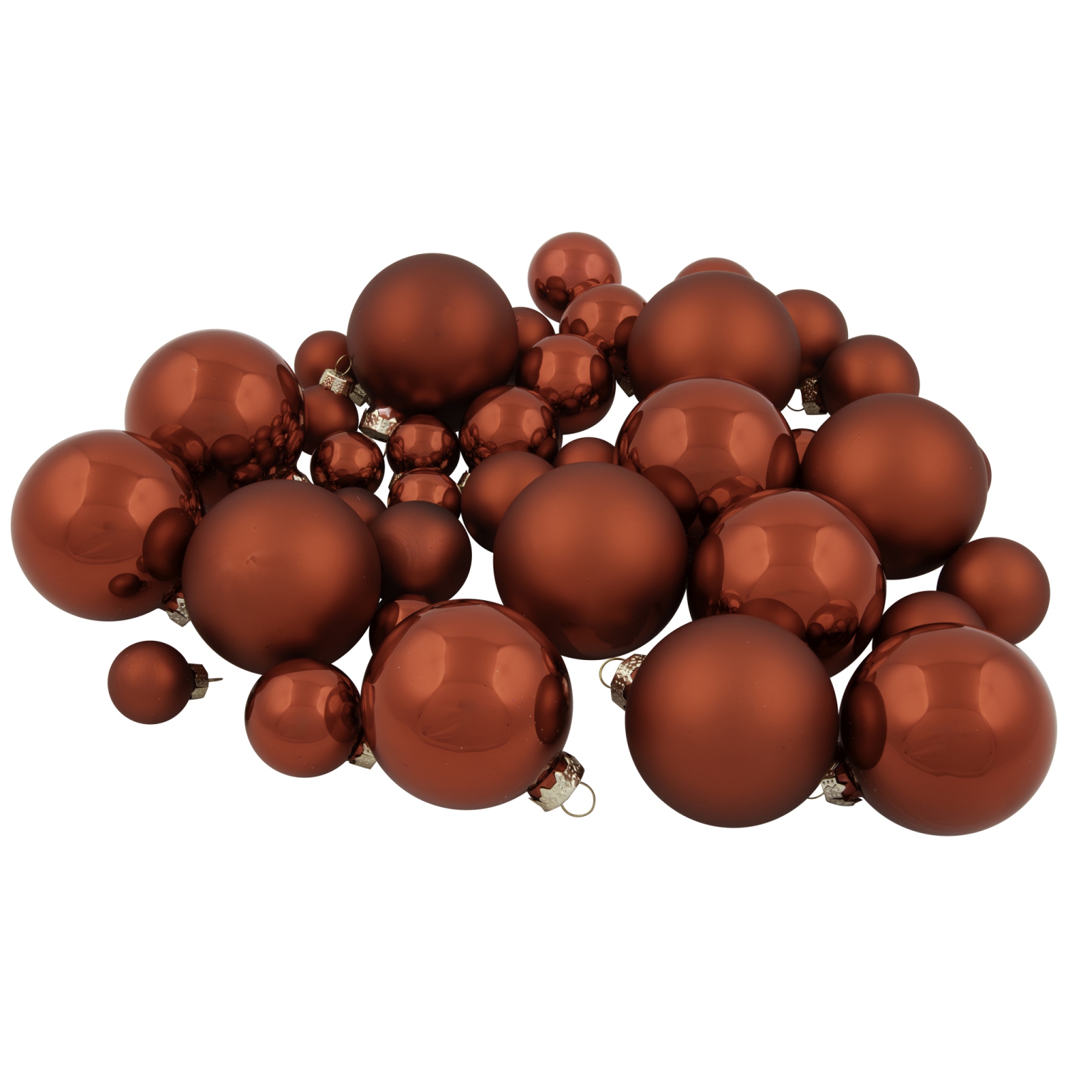 40ct Shiny, Glitter and Matte Red Glass Ball Christmas Ornament Set 1"-2.5"