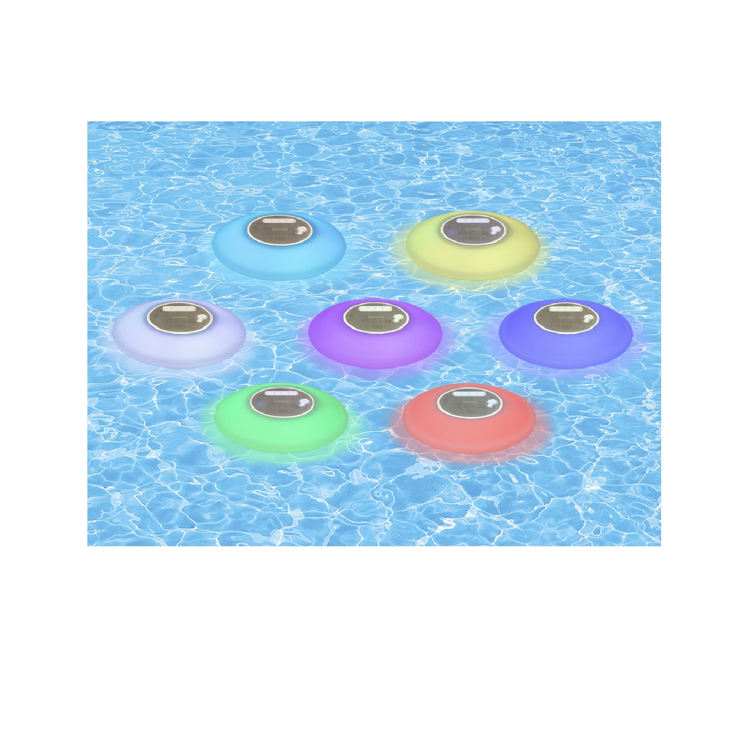 Haut-parleur sans fil flottant avec affichage multi-lumière pour piscines