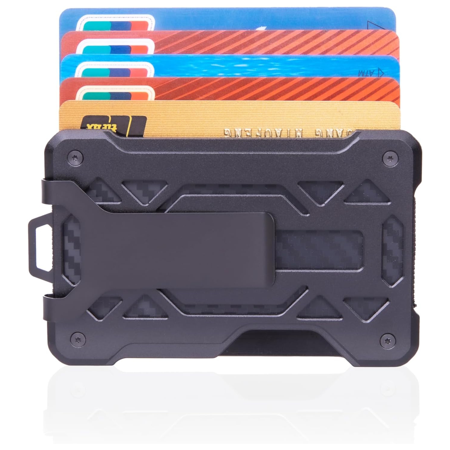 navor Minimalist Wallet with AirTag Holder, Money Clip, RFID Blocking Front Pocket Metal Wallet, Slim Credit/Business Card Holder Holds up to 15