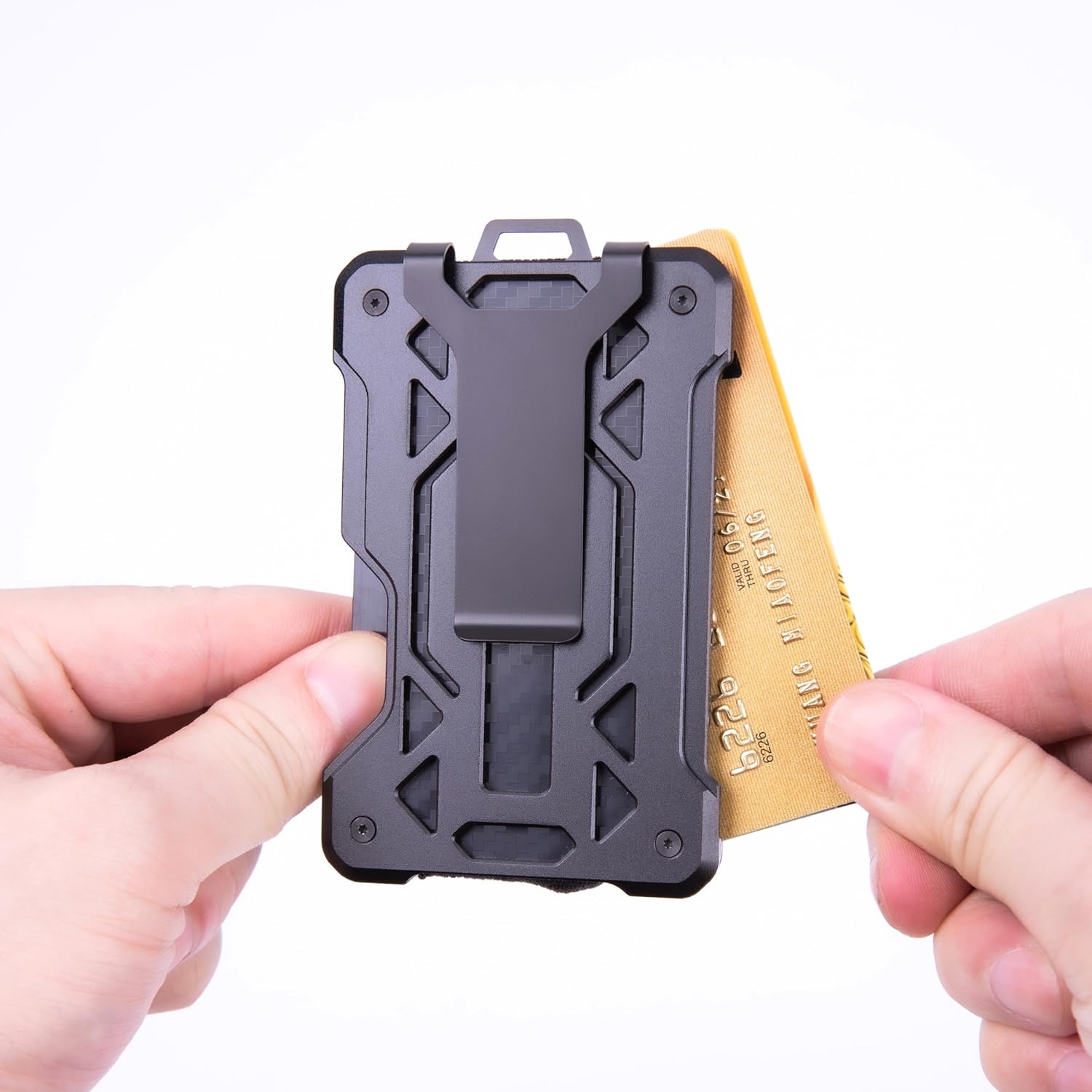 navor Minimalist Wallet with AirTag Holder, Money Clip, RFID Blocking Front Pocket Metal Wallet, Slim Credit/Business Card Holder Holds up to 15