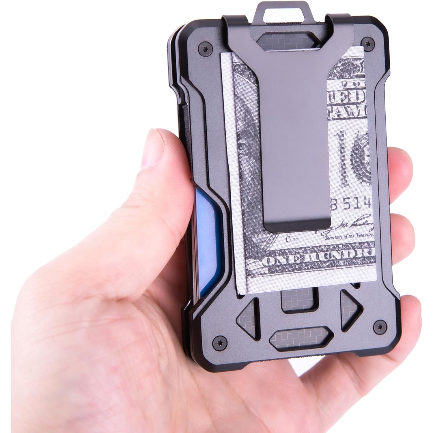 navor Minimalist Wallet with AirTag Holder, Money Clip, RFID Blocking Front Pocket Metal Wallet, Slim Credit/Business Card Holder Holds up to 15