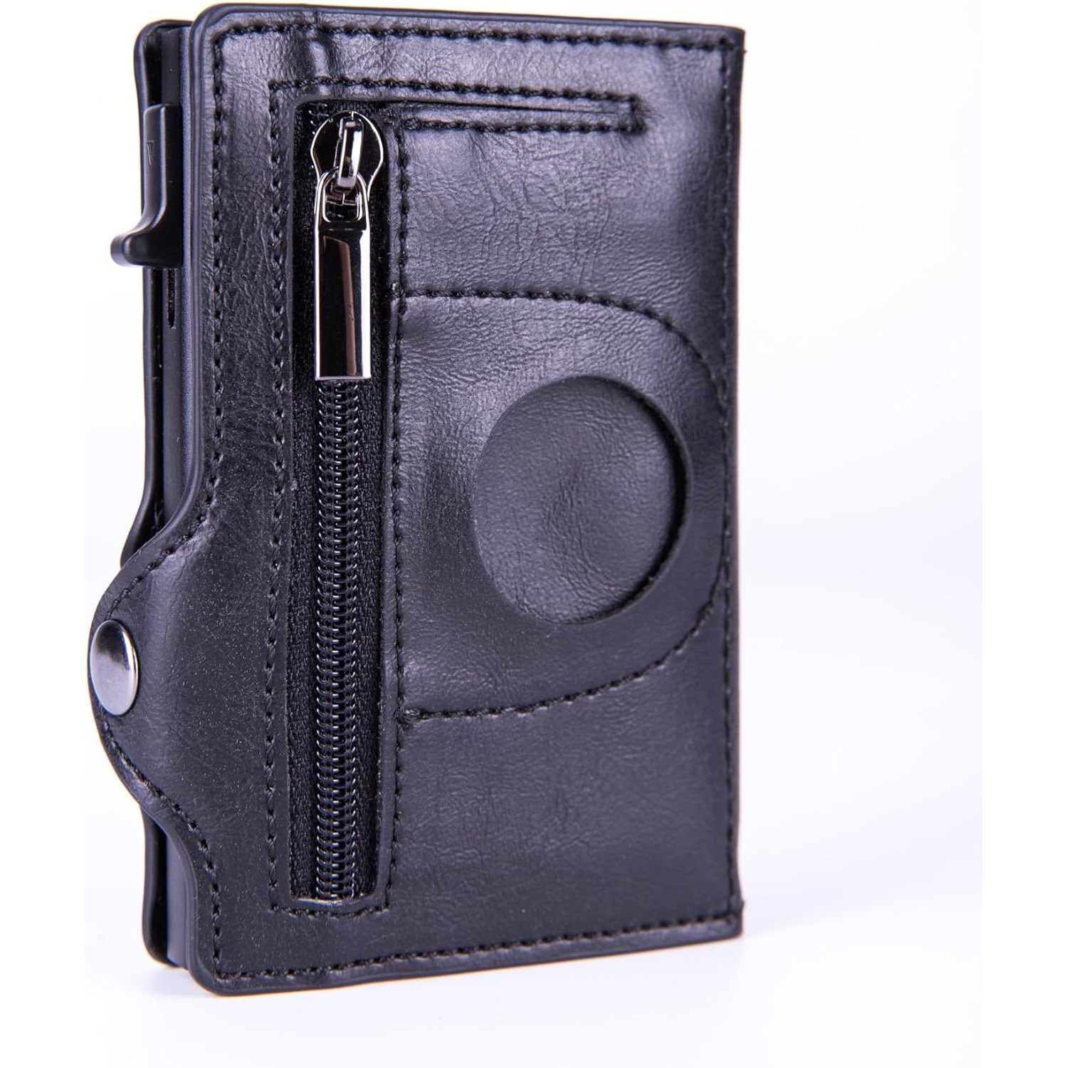 navor Leather Pop-up Slim Wallet with AirTag Holder, RFID Blocking, Card Holder with 1-8 Card Capacity with 1 Coin Pocket, 2 Extra Card slots, 1 Cash
