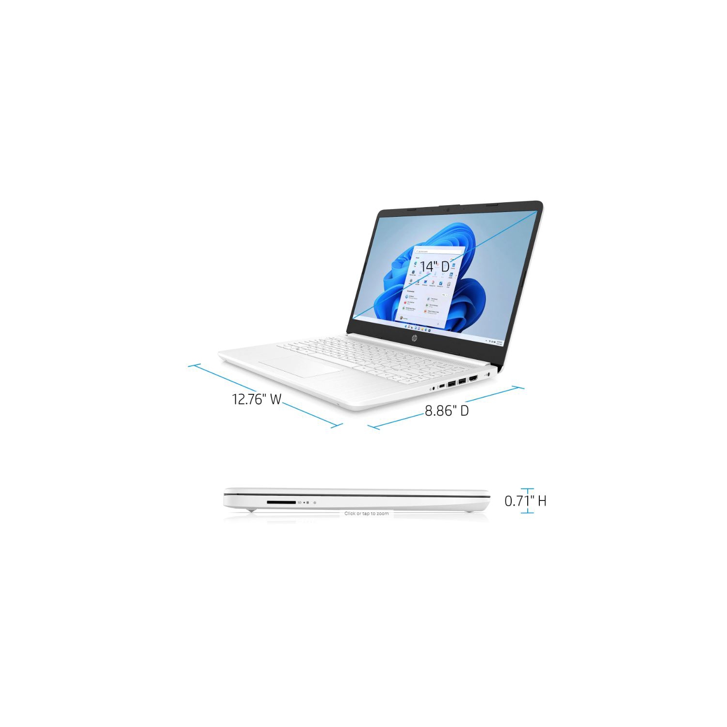 HP Stream 14" HD 1366 x768 Intel N4120 64GB 4GB Window 11 Office 365 White Refurbished Good