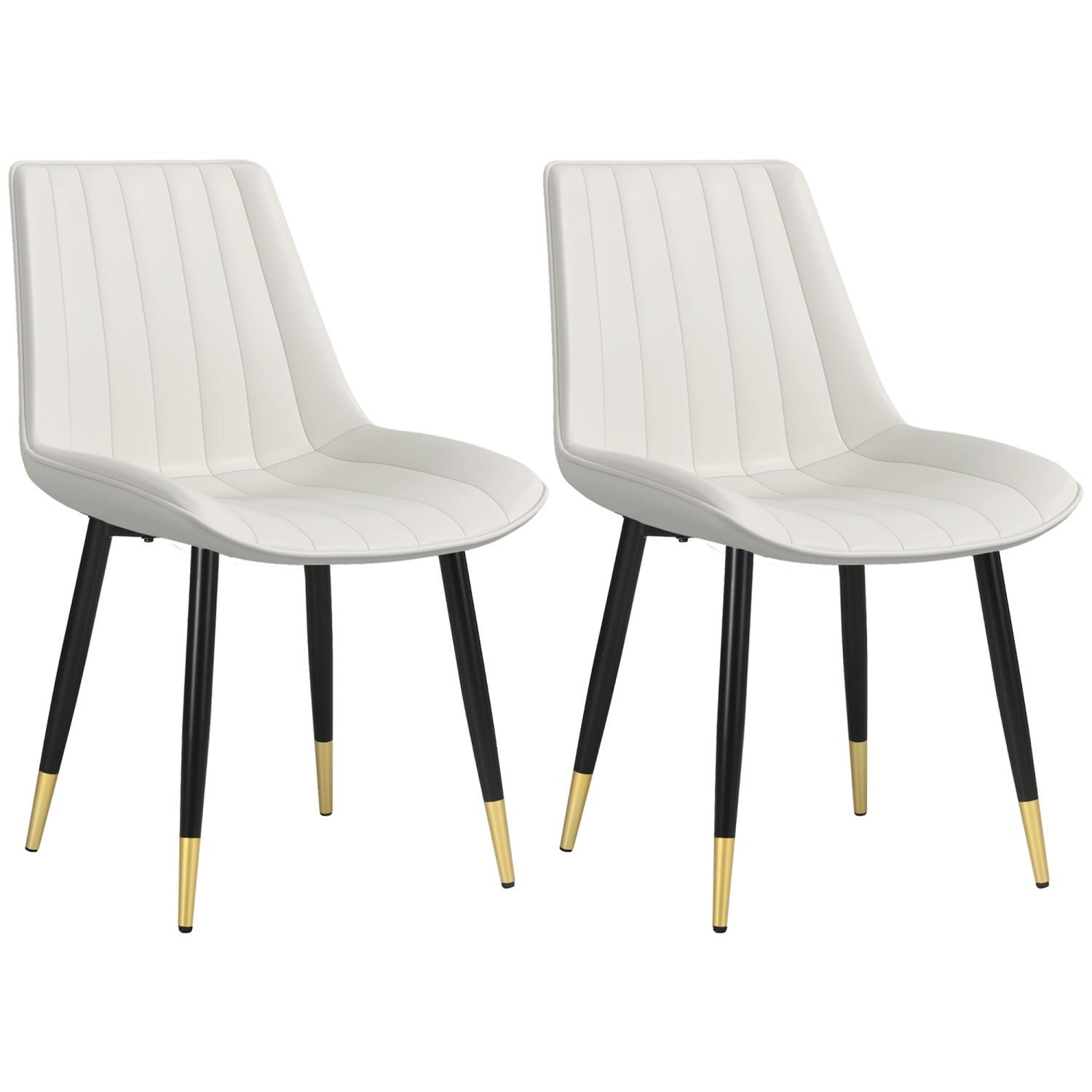 Ensemble de 2 chaises de salle à manger de HOMCOM, chaise de cuisine moderne avec revêtement en similicuir de polyuréthane et pattes en acier,