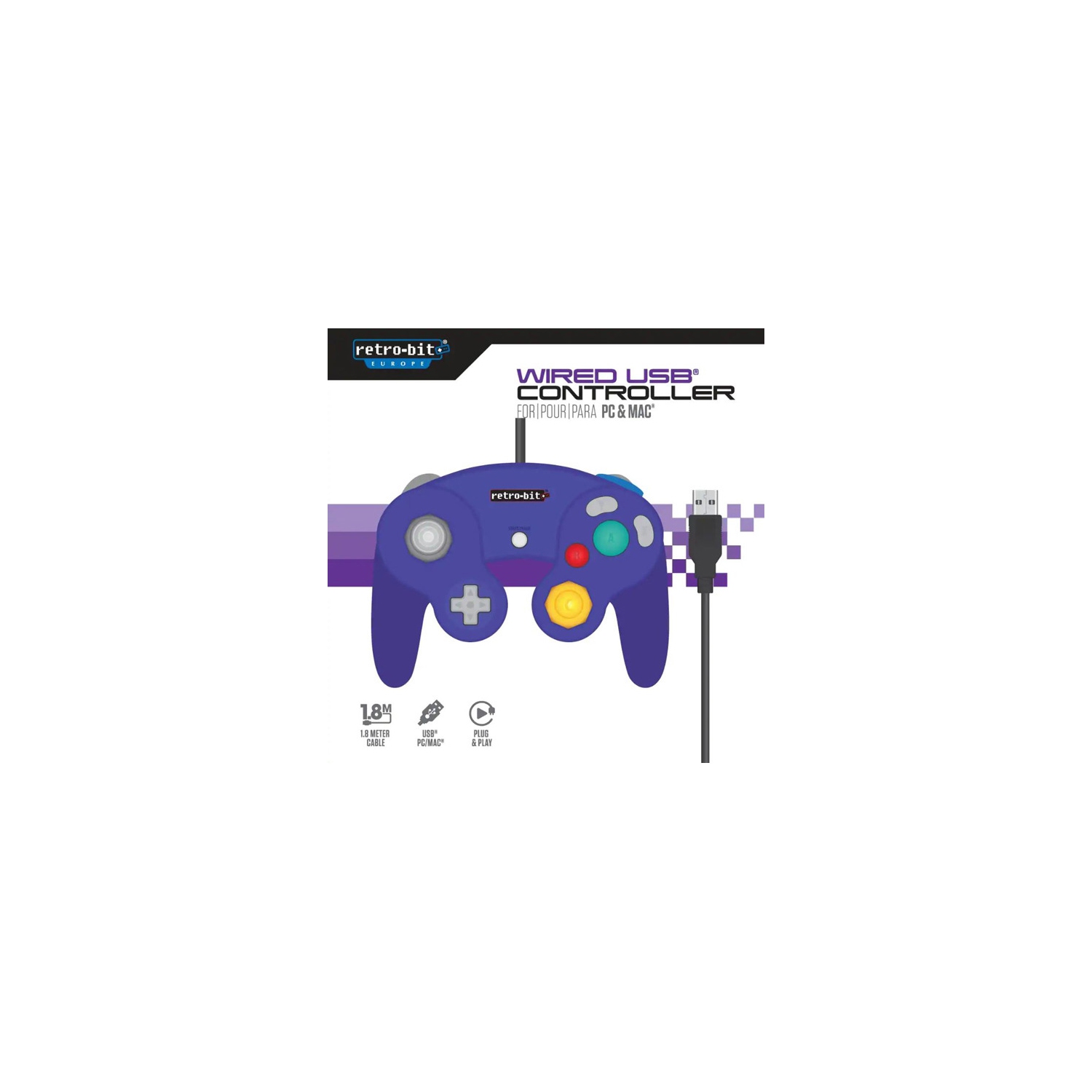 Purple GameCube Wired PC & Mac USB Controller [Retro-Bit Europe]