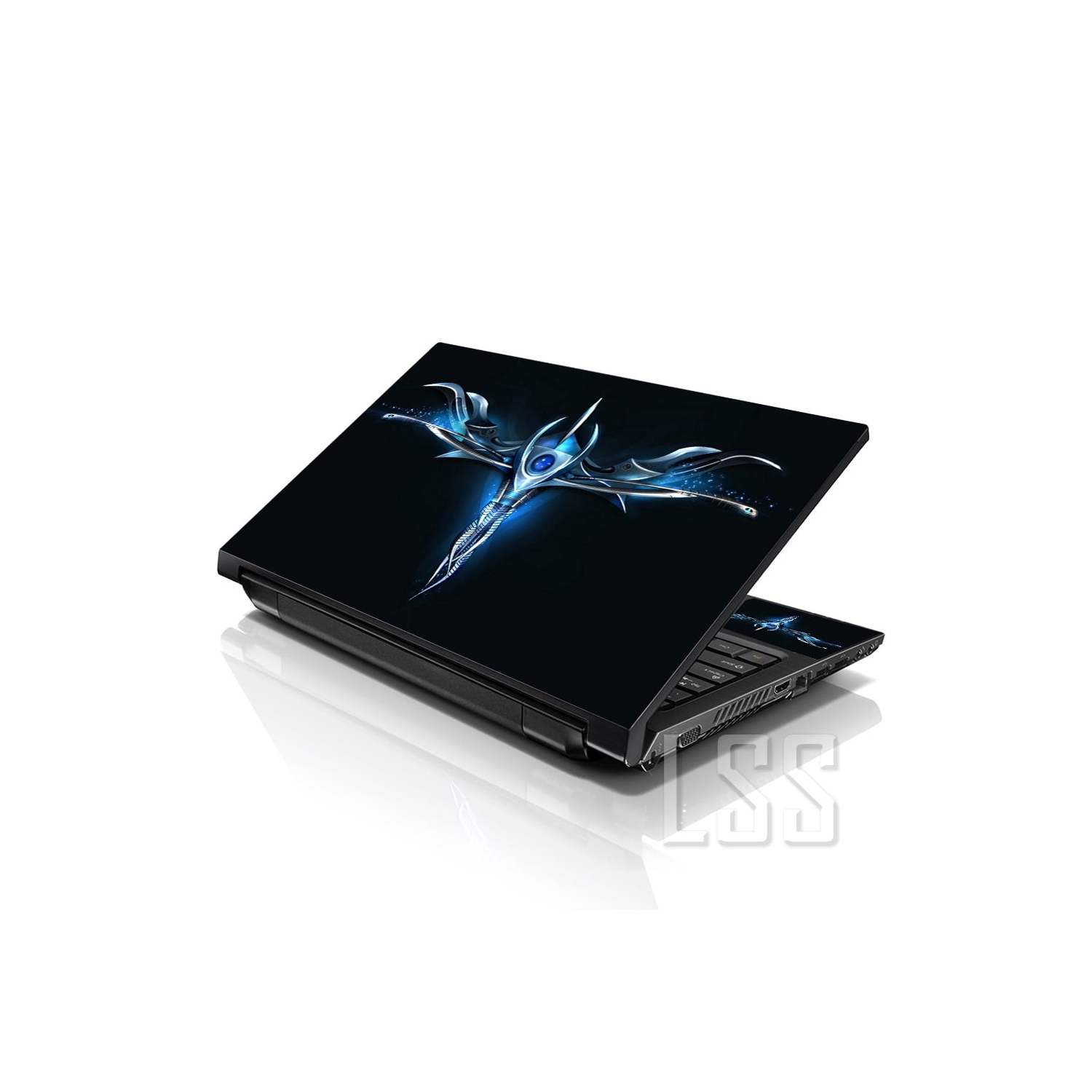 LSS 15 15.6 Inches Laptop Notebook Skin Sticker with 2 Wrist Pads - Reusable Cover Protector Vinyl Sticker Cover Decal Fits 13" - 16" - Blue Sign