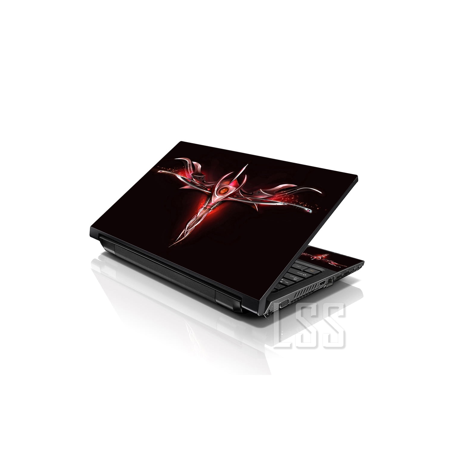 LSS 15 15.6 Inches Laptop Notebook Skin Sticker with 2 Wrist Pads - Reusable Cover Protector Vinyl Sticker Cover Decal Fits 13" - 16" - Red Sign