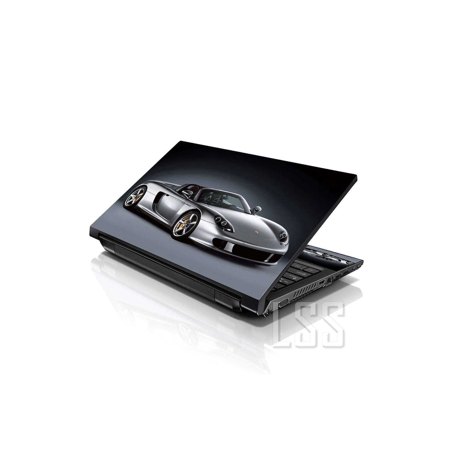 LSS 15 15.6 Inches Laptop Notebook Skin Sticker with 2 Wrist Pads - Reusable Cover Protector Vinyl Sticker Cover Decal Fits 13" - 16" - Silver