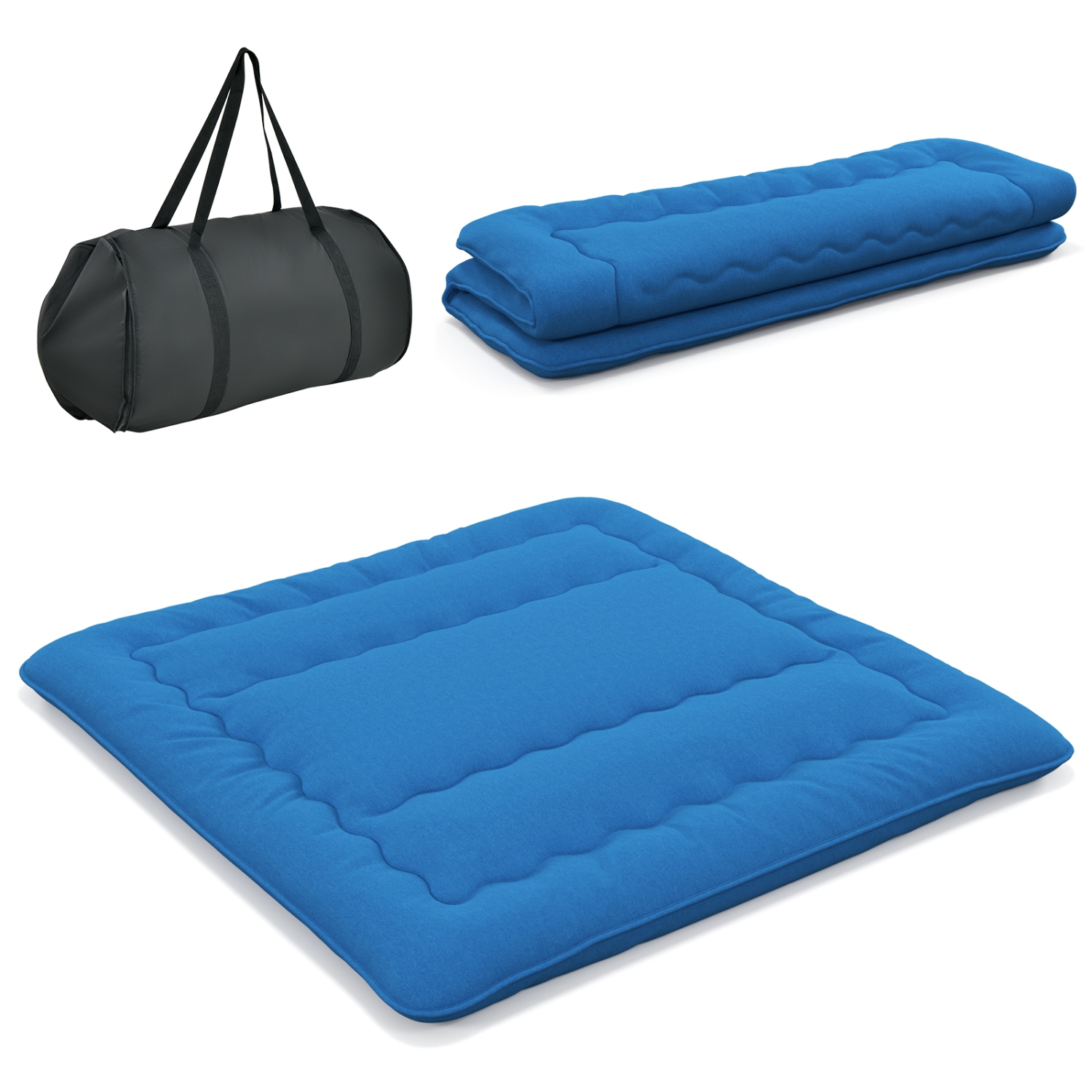 Costway Full/King/Queen/Twin Futon Mattress Japanese Floor Sleeping Pad Washable Cover Carry Bag Blue
