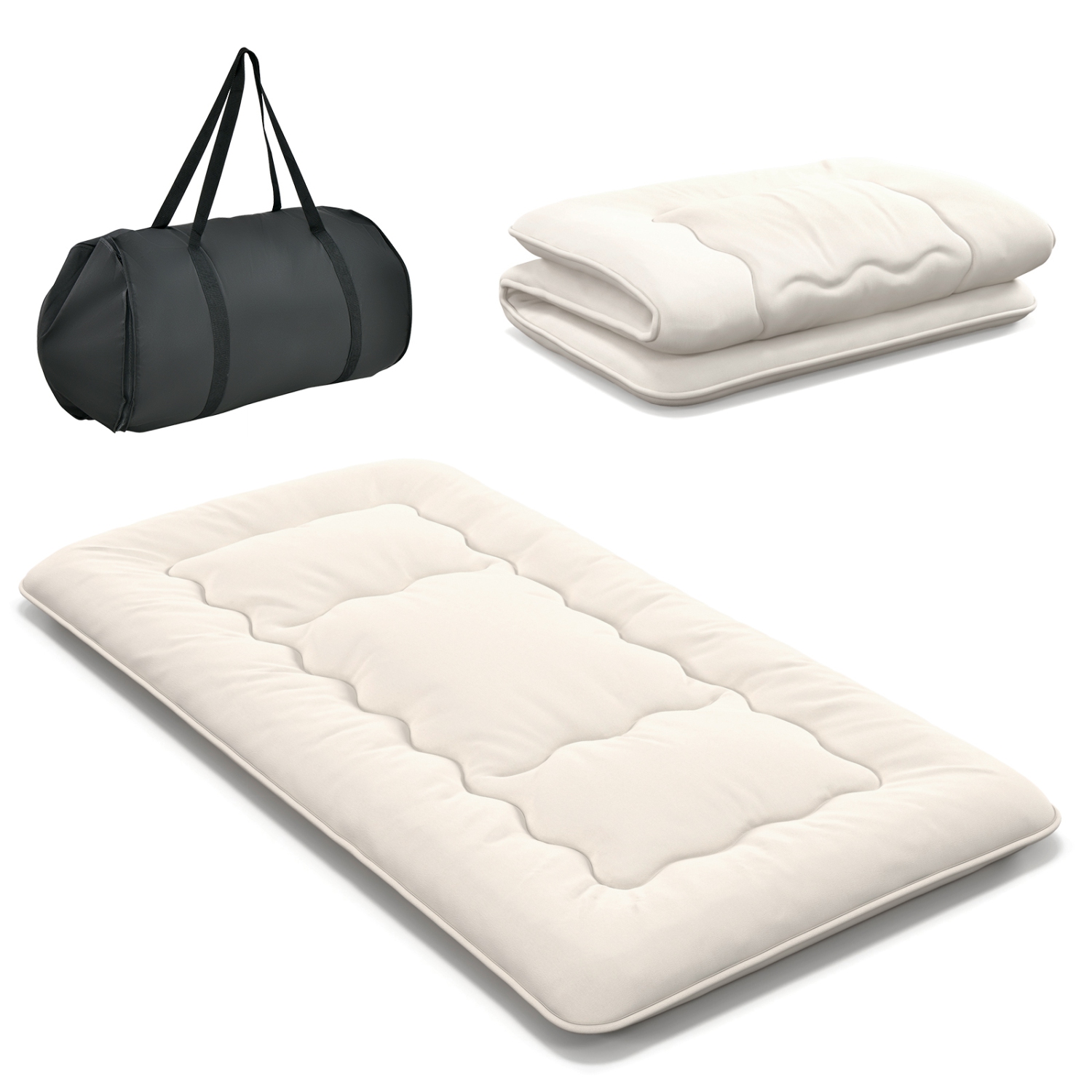 Matelas de futon de Costway coussin de sol japonais housse lavable Sac de transport beige