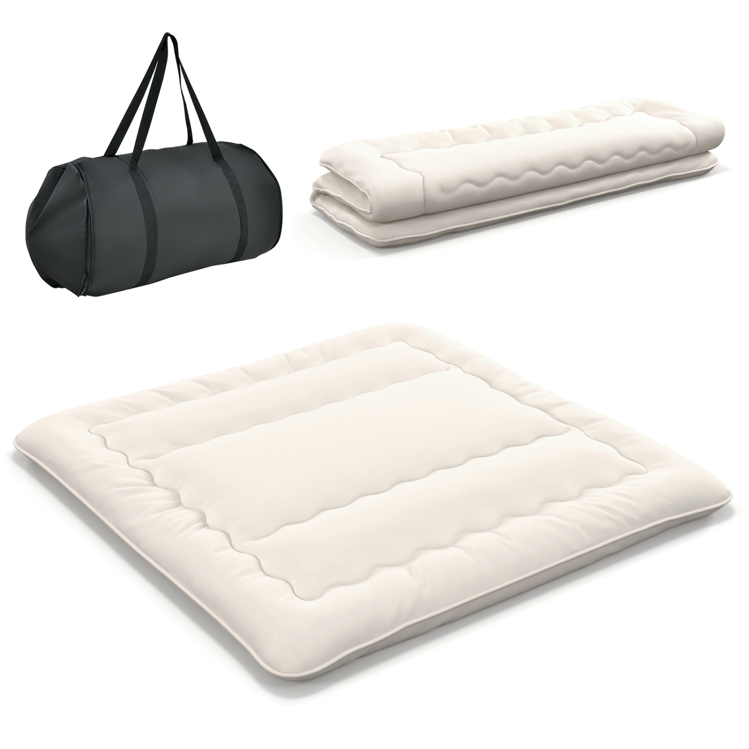 Matelas de futon de Costway coussin de sol japonais housse lavable Sac de transport beige