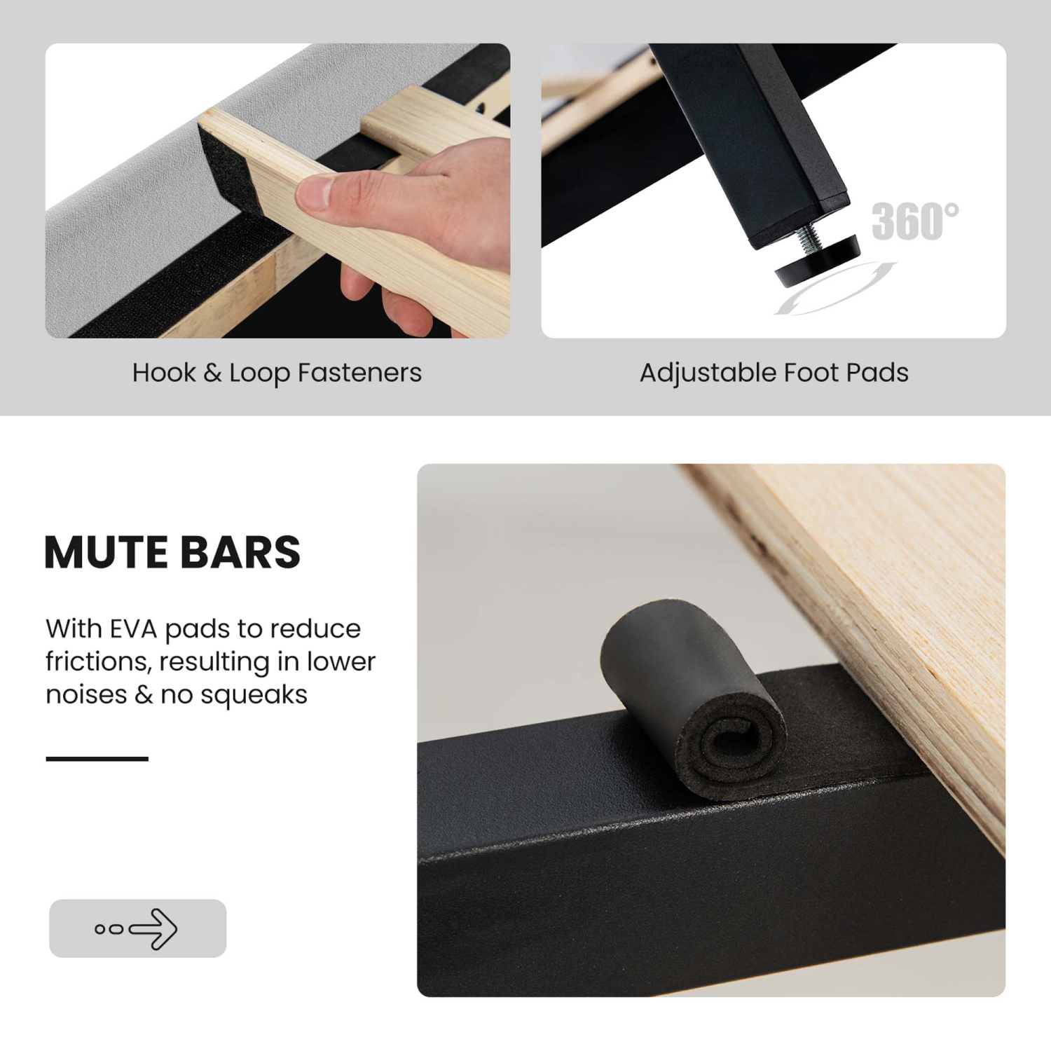 Costway Bed Frame Upholstered Platform Velvet Headboard Wooden Slats -1763 lbs Weight Capacity -Gray