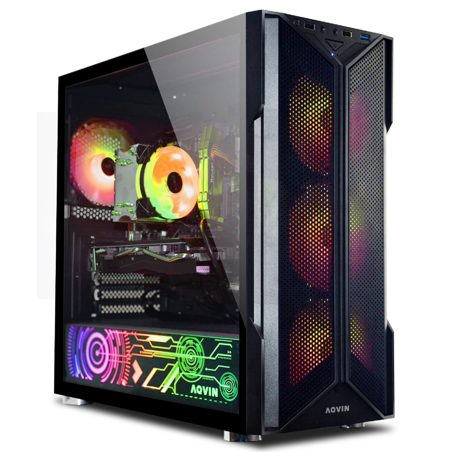 AQVIN-AQ20 Tower Desktop Computer Gaming PC - RGB (Intel Core i5/ 32GB DDR4 RAM/ 2TB SSD (fast boot)/ GeForce GTX 1660 Super 6GB/ Windows 11/ Gaming Keyboard and Mouse/ WIFI)