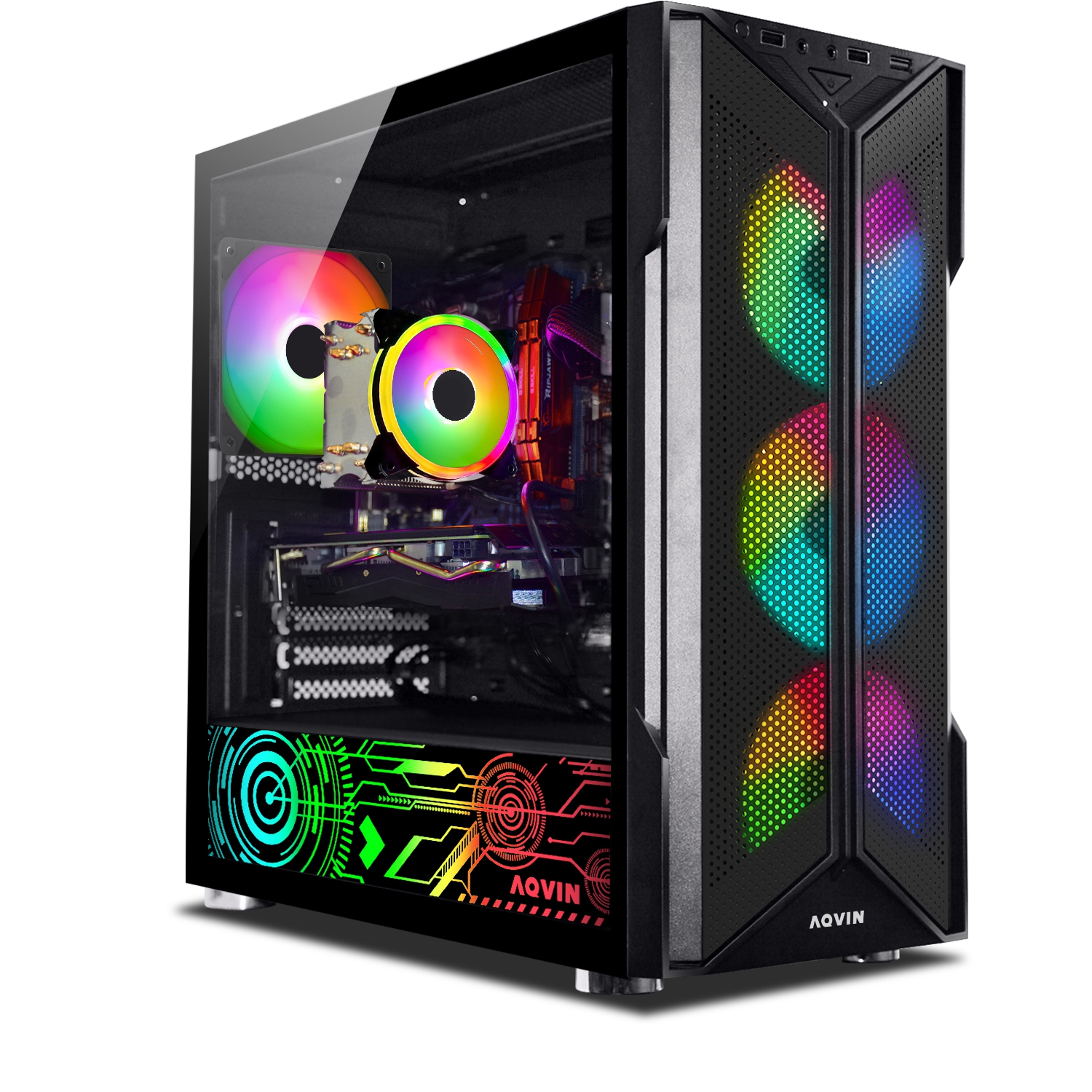 Gaming PC AQVIN AQ20 Desktop Tower Computer - Intel Core i5 Processor up to 4.00 GHz 1TB SSD 32GB DDR4 RAM GeForce RTX 4060 8GB GDDR6 RGB Gaming Keyboard Mouse windows 11 WIFI