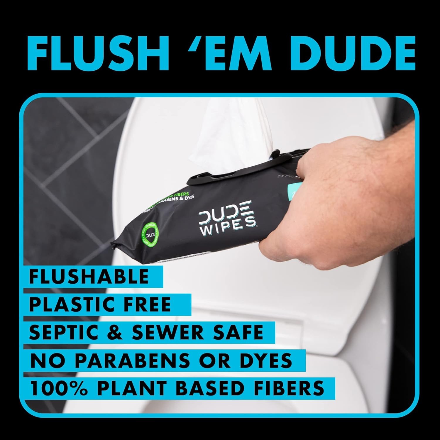 DUDE Wipes - Flushable Wipes - 6 Pack, 288 Wipes - Unscented, Extra Large
