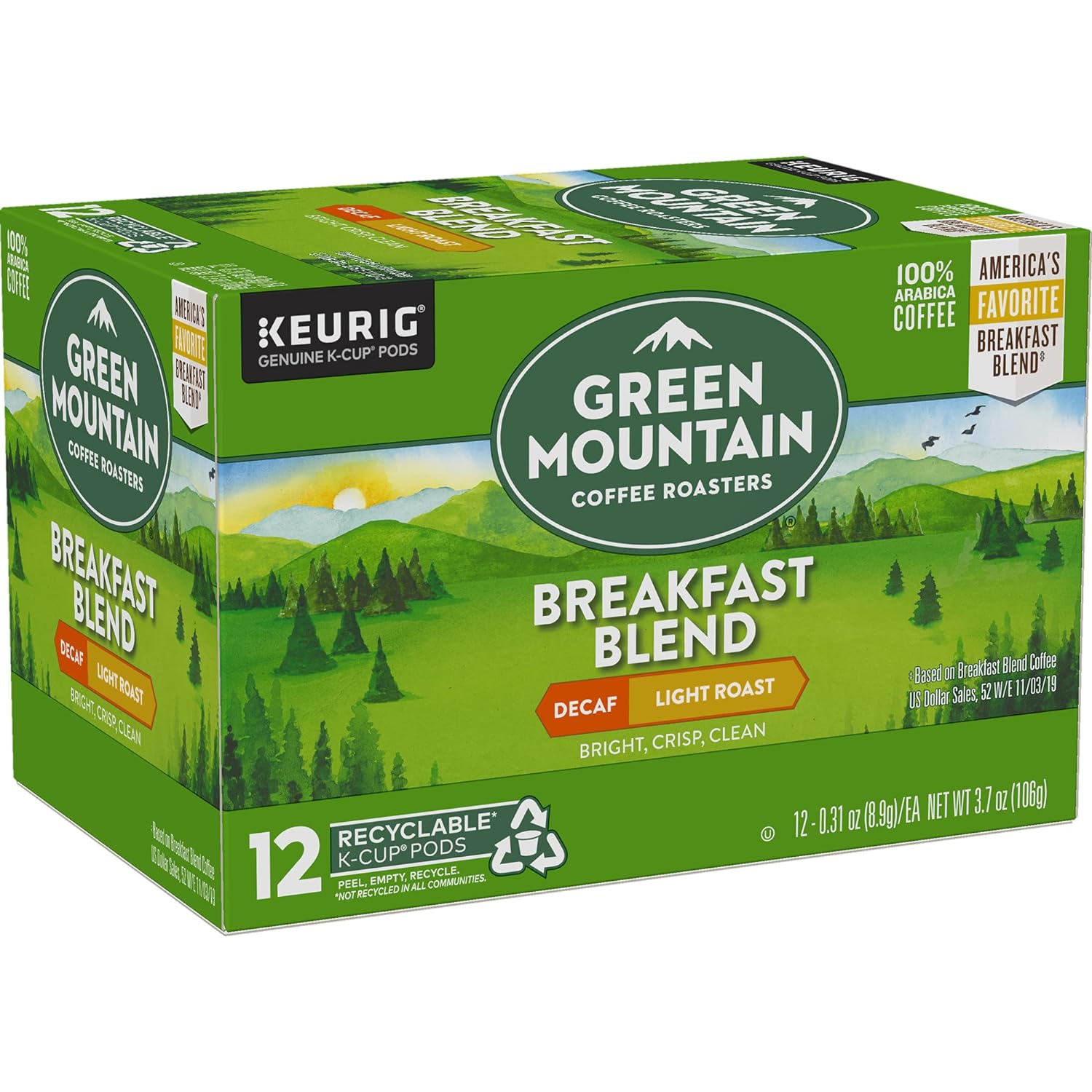 Green Mountain Keurig Decaf Coffee Breakfast Blend, 0.31 Ounce