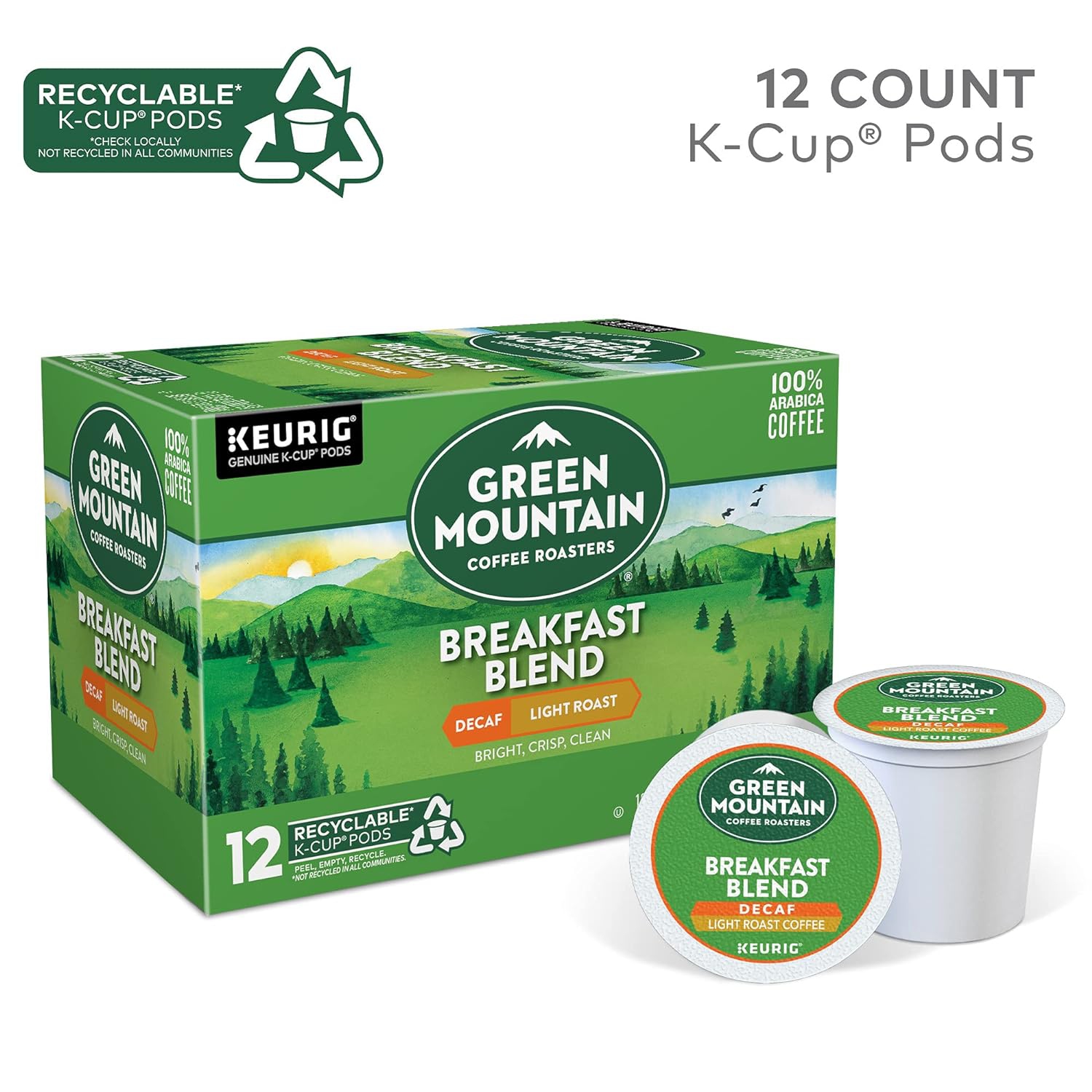 Green Mountain Keurig Decaf Coffee Breakfast Blend, 0.31 Ounce