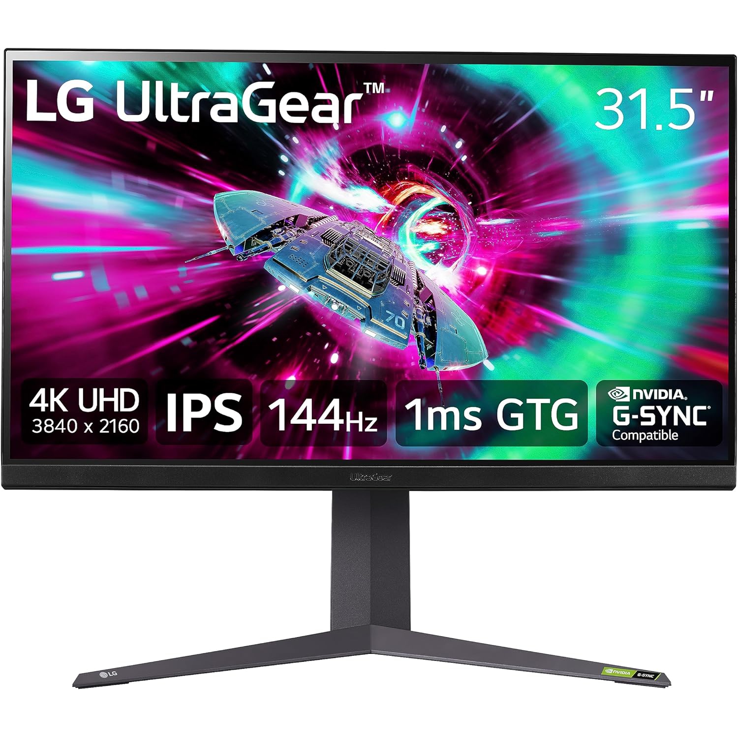 LG Ultragear 4K UHD (3840 x 2160) IPS, 144Hz, 1ms, HDR400, DCI-P3 95%, G-SYNC, FreeSync Premium, Height / Pivot Adjustable Gaming Monitor - 32GR93U-B