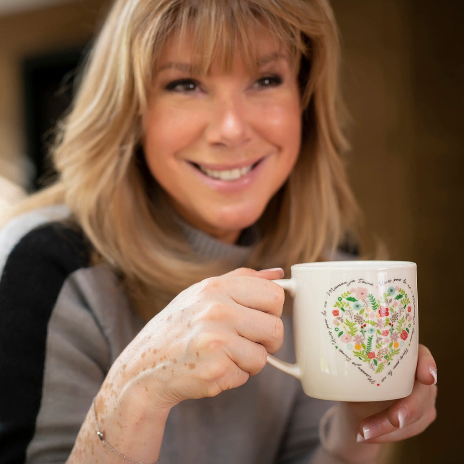 Chantal Lacroix - Duo tasse à café et bracelet en acier inoxydable « Mom »