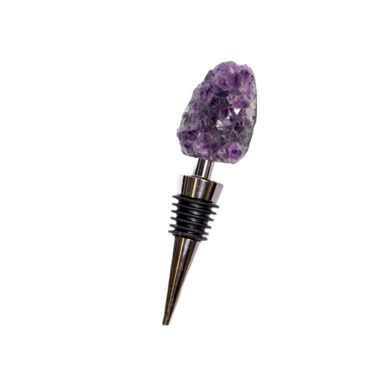 Chantal Lacroix - Amethyst “Energy” Wine Stopper in Stainless Steel