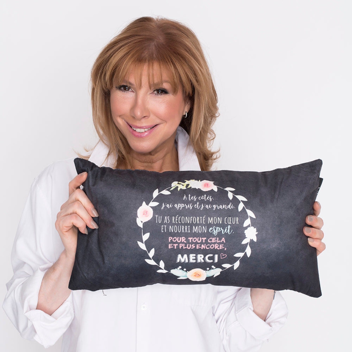 Chantal Lacroix - “To my teacher” Decorative Cushion, 17" x 13"
