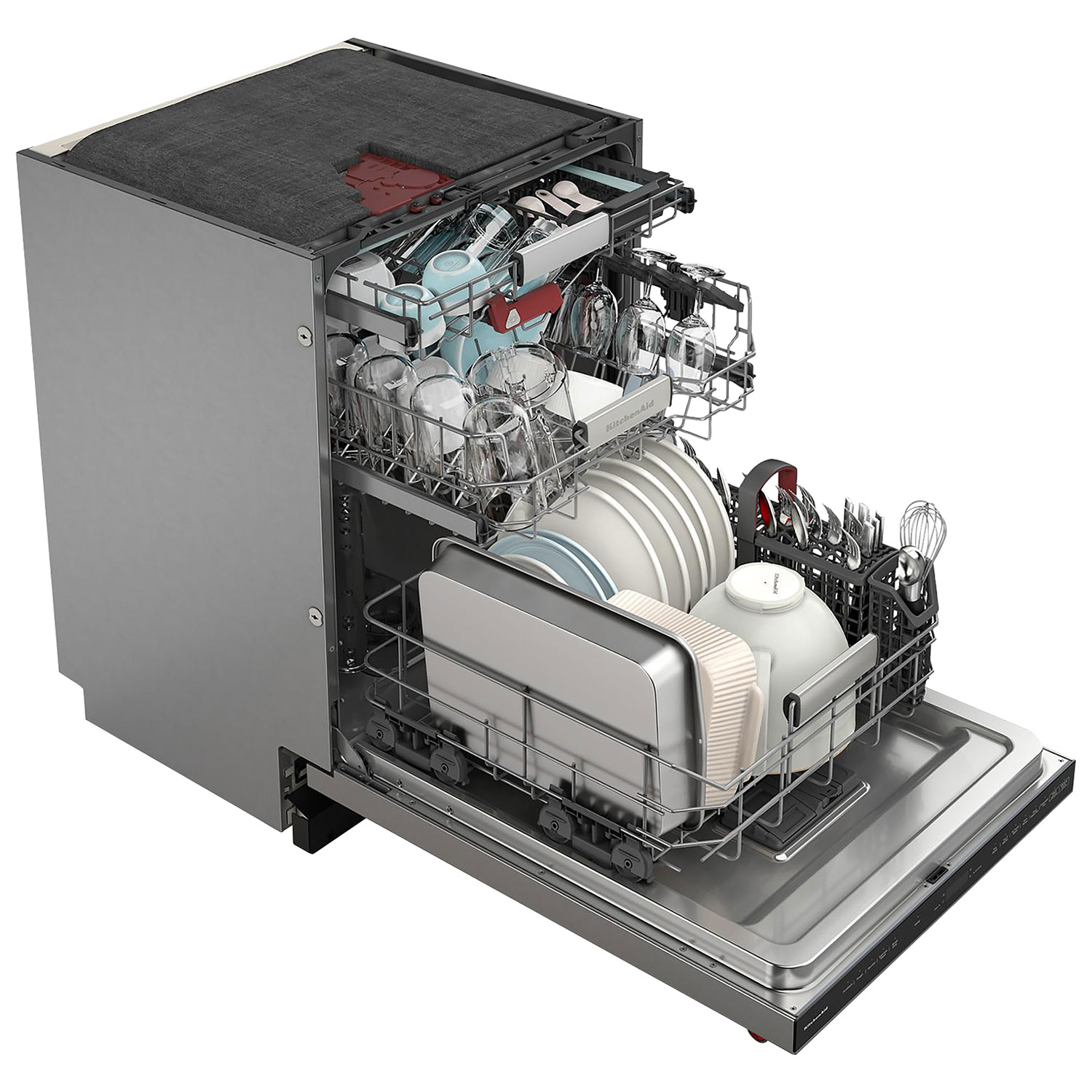 KitchenAid 24" 39dB Built-In Dishwasher w/ Stainless Steel Tub & Third Rack -Stainless Steel