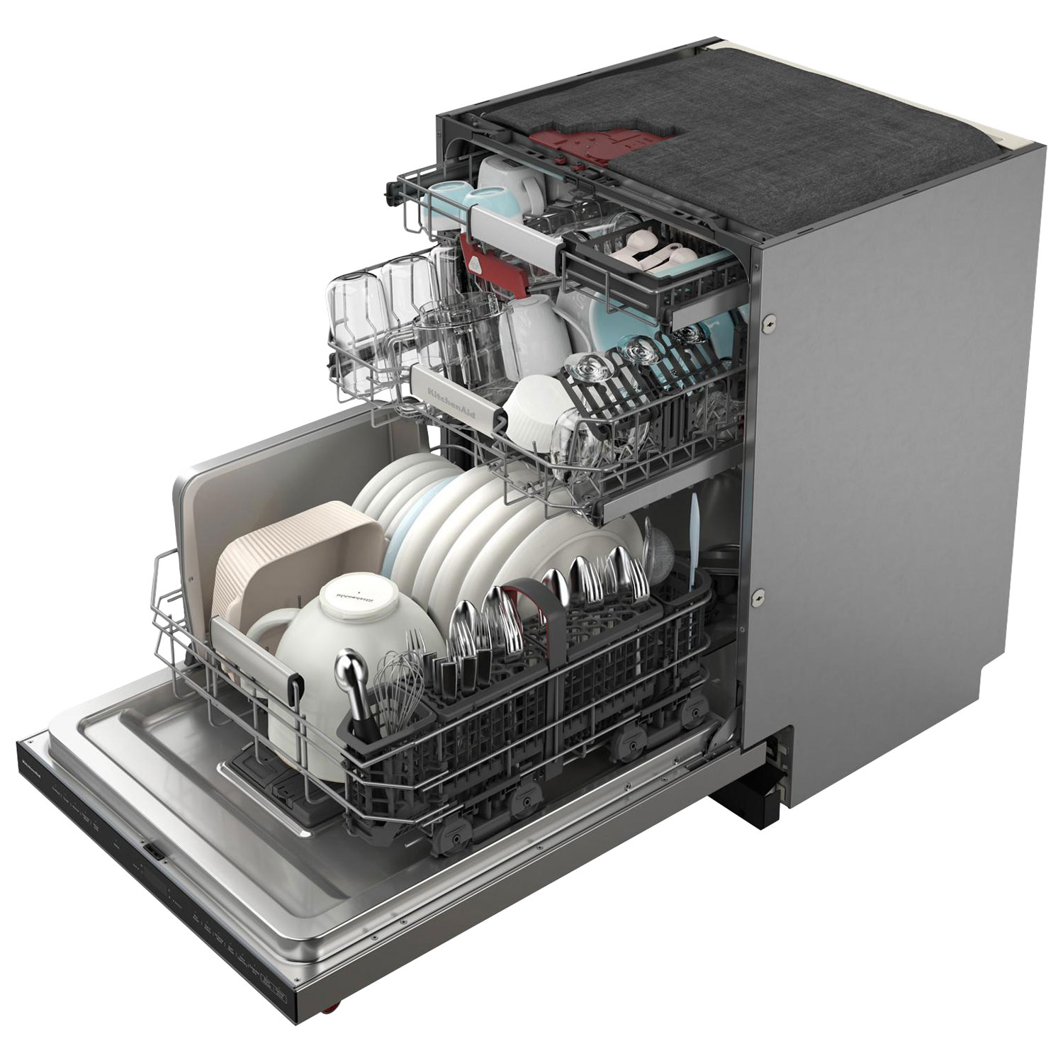 KitchenAid 24" 39dB Built-In Dishwasher w/ Stainless Steel Tub & Third Rack -Stainless Steel