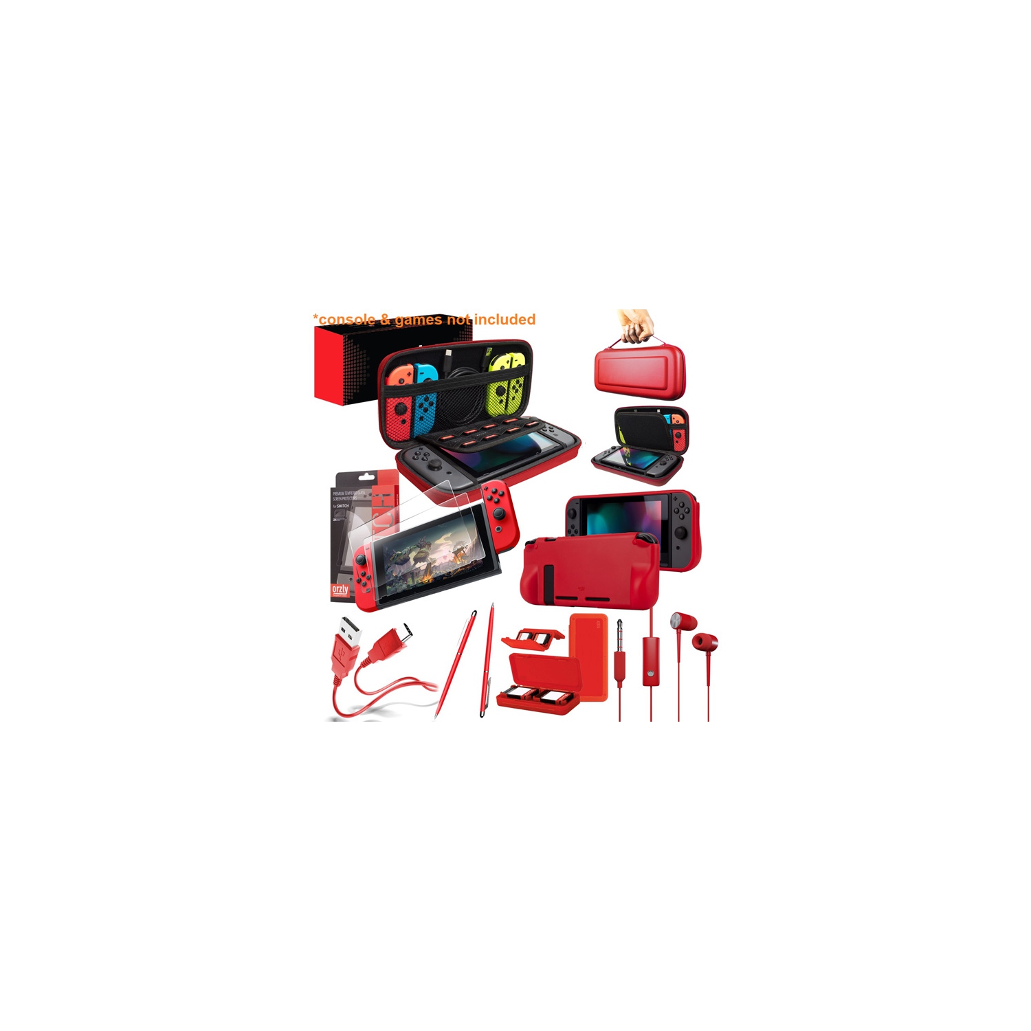 Red Nin Switch Essentials Accessory Bundle Pack [Orzly]