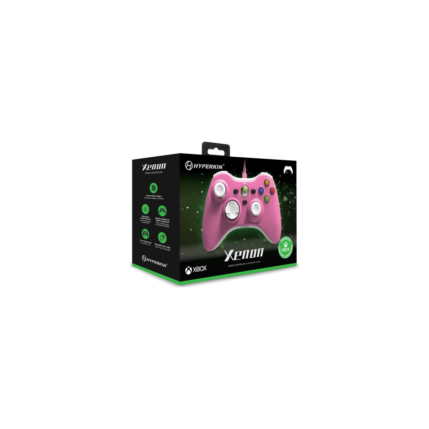 Pink Xenon Wired Controller for Xbox Series X/S, Xbox One, Windows 10/11