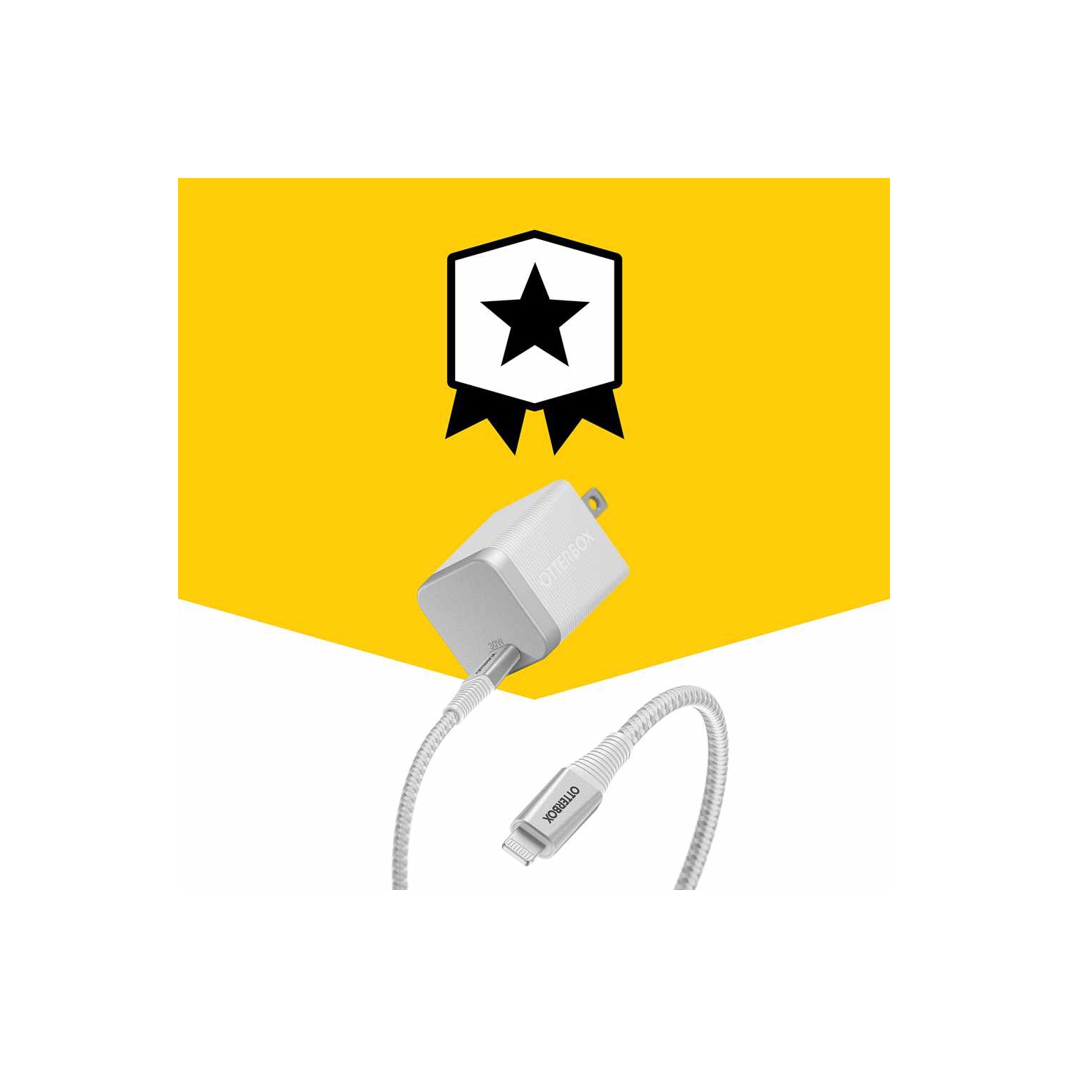 OtterBox Premium Pro Wall Charger 30W USB-C GaN w/USB-C to Lightning Cable 6ft | White