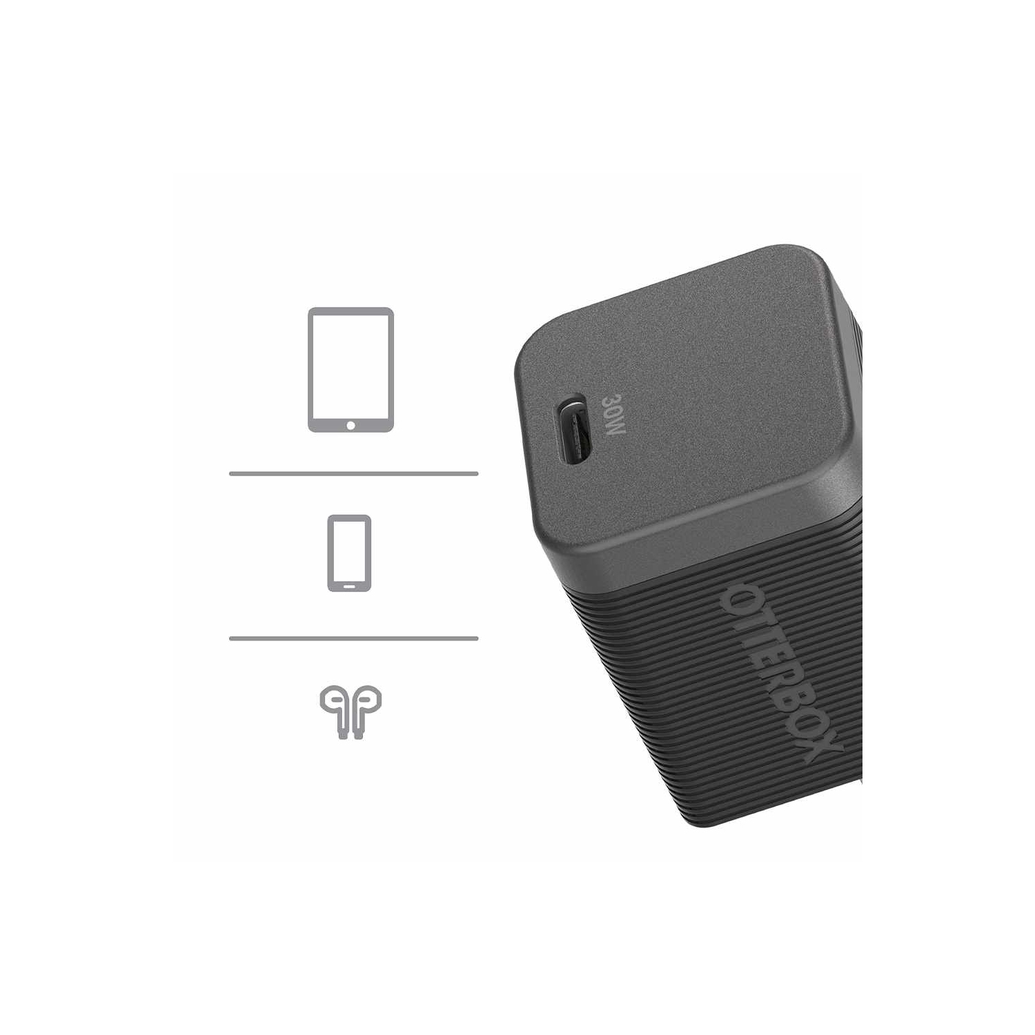 Chargeur mural Premium Pro d'OtterBox; 30 W USB-C PD GaN | Noir