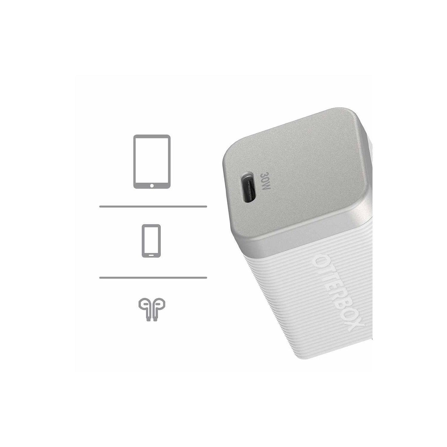 Chargeur mural Premium Pro d'OtterBox; 30&nbsp;W USB-C PD GaN | Blanc