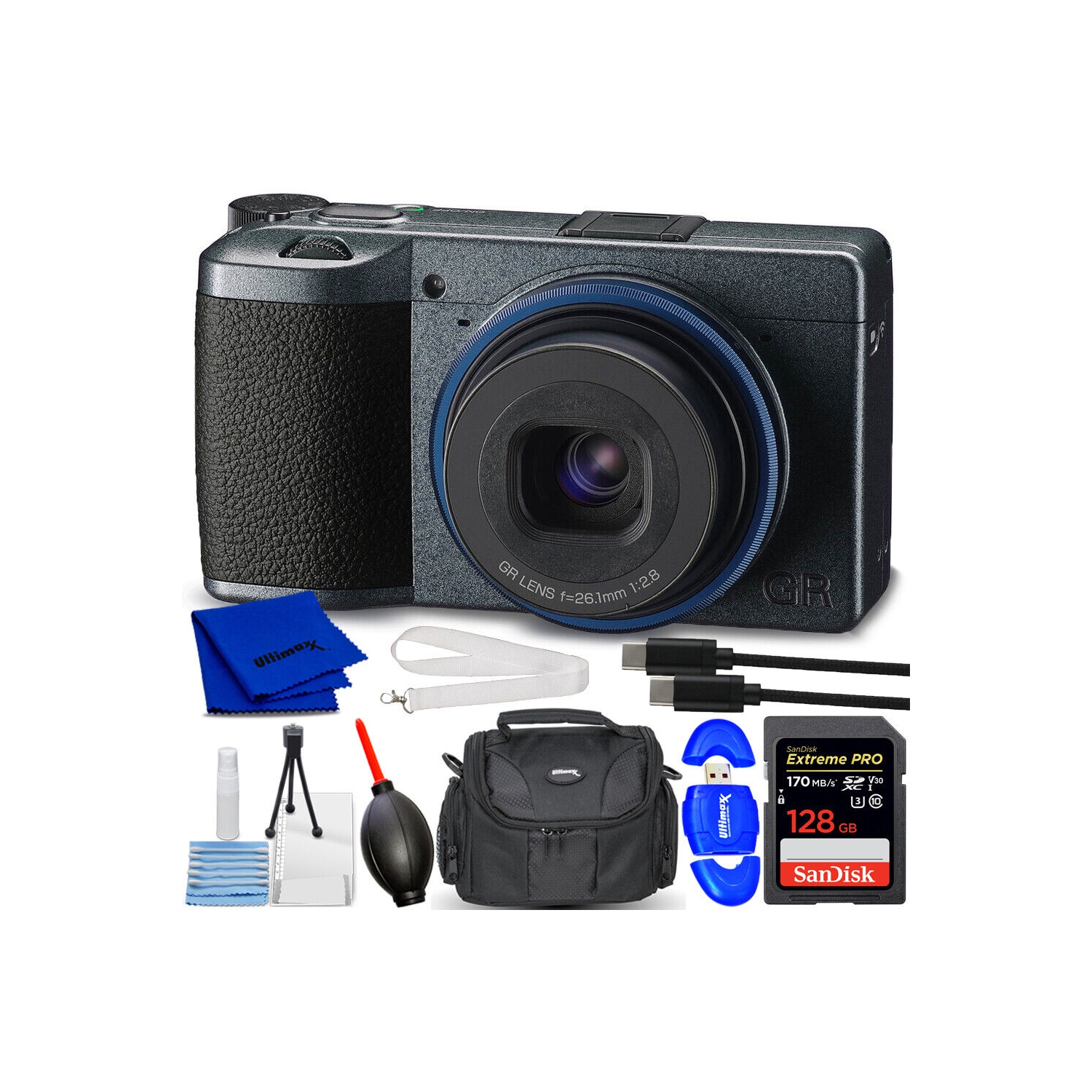 Ricoh GR IIIx Urban Edition Digital Camera 01158 - 9PC Accessory Bundle