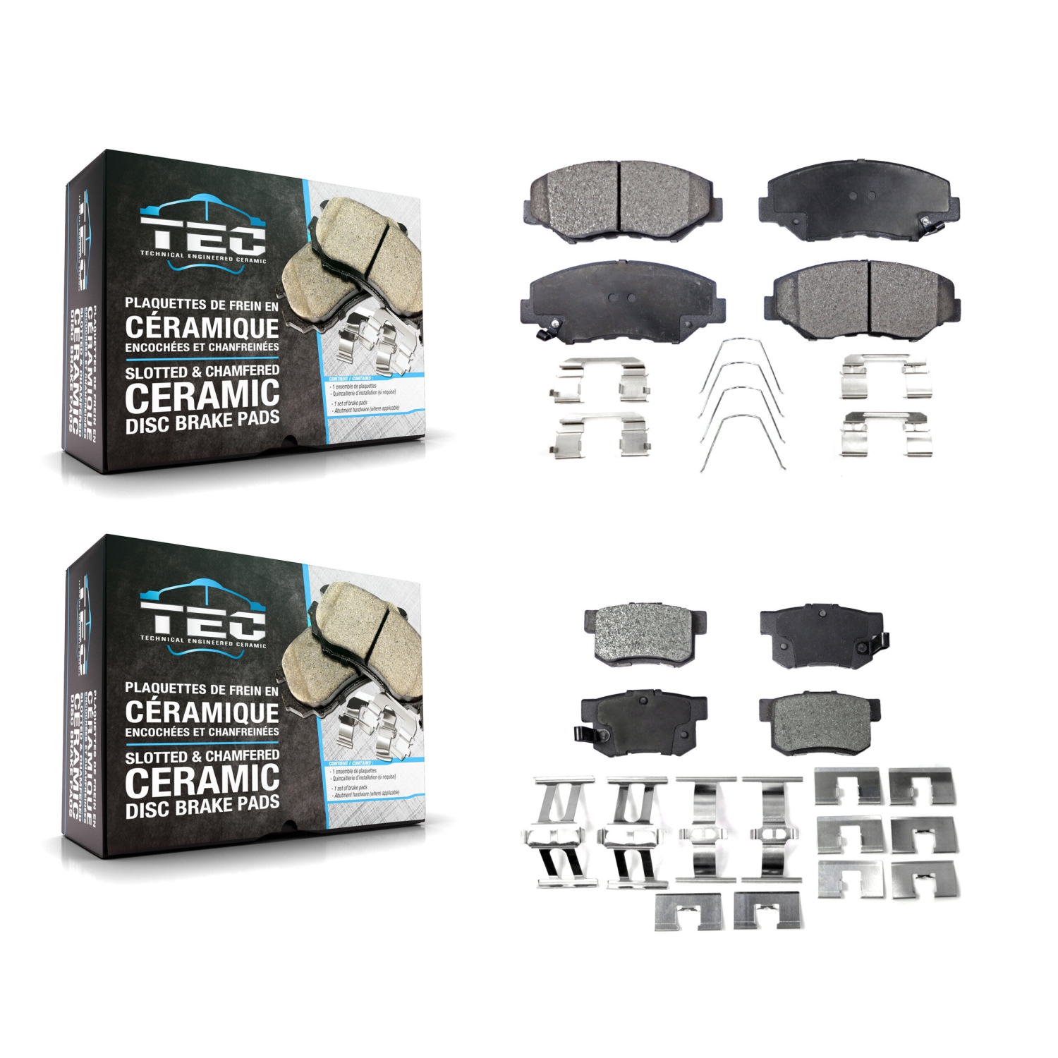 Front Rear Ceramic Brake Pads Kit For Honda Civic Accord CR-V Element Acura ILX KTC-100471
