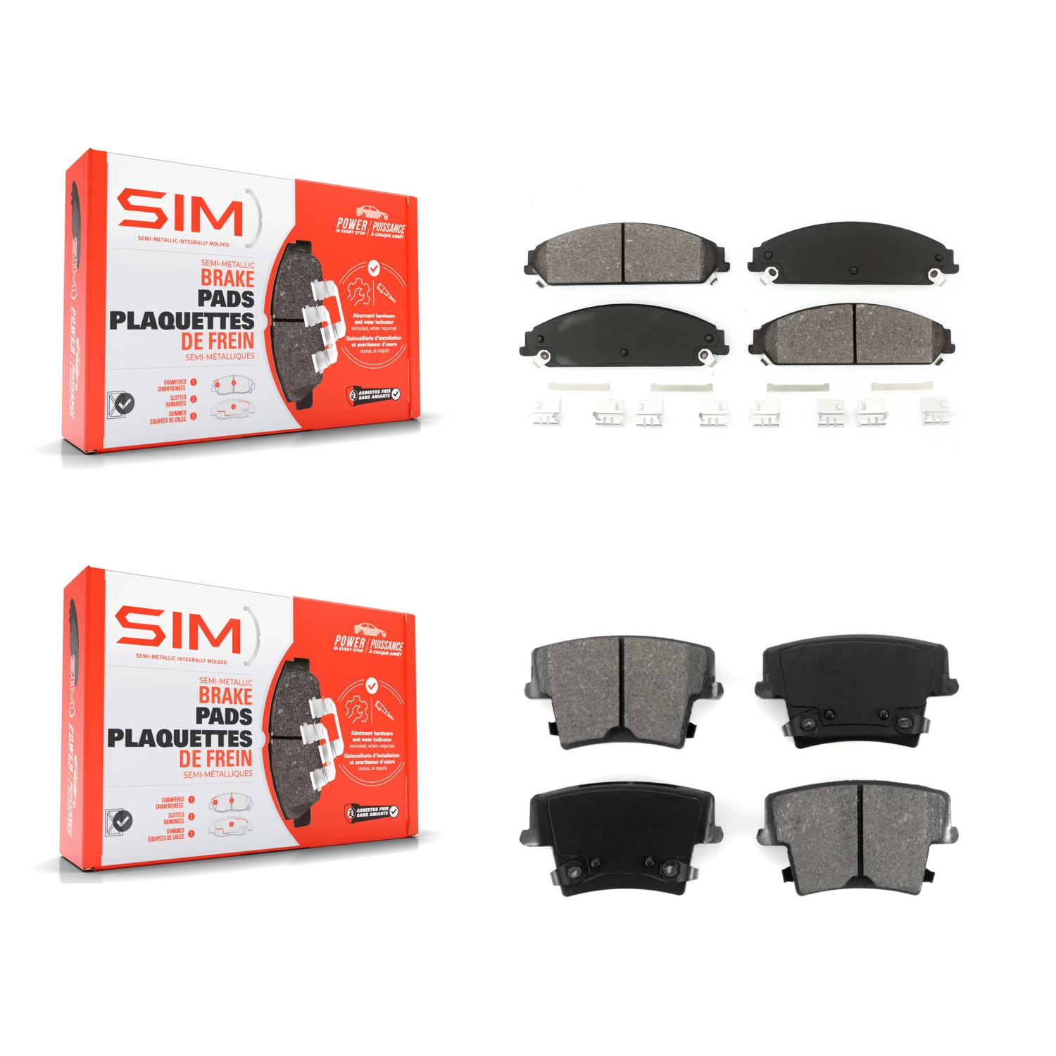 Front Rear Semi-Metallic Brake Pads Kit For Dodge Charger Chrysler 300 Challenger Magnum KSM-100029
