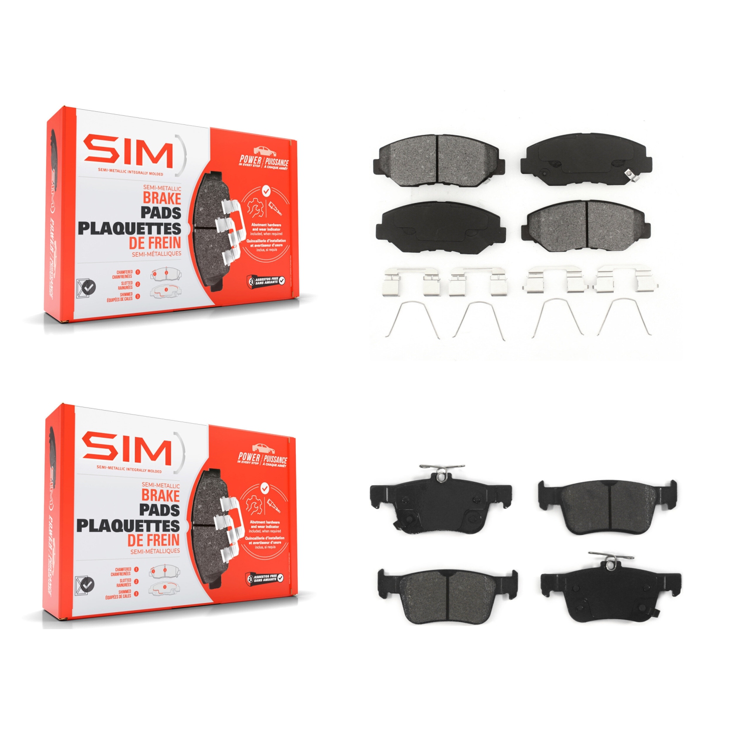 Front Rear Semi-Metallic Brake Pads Kit For Honda Civic KSM-100407