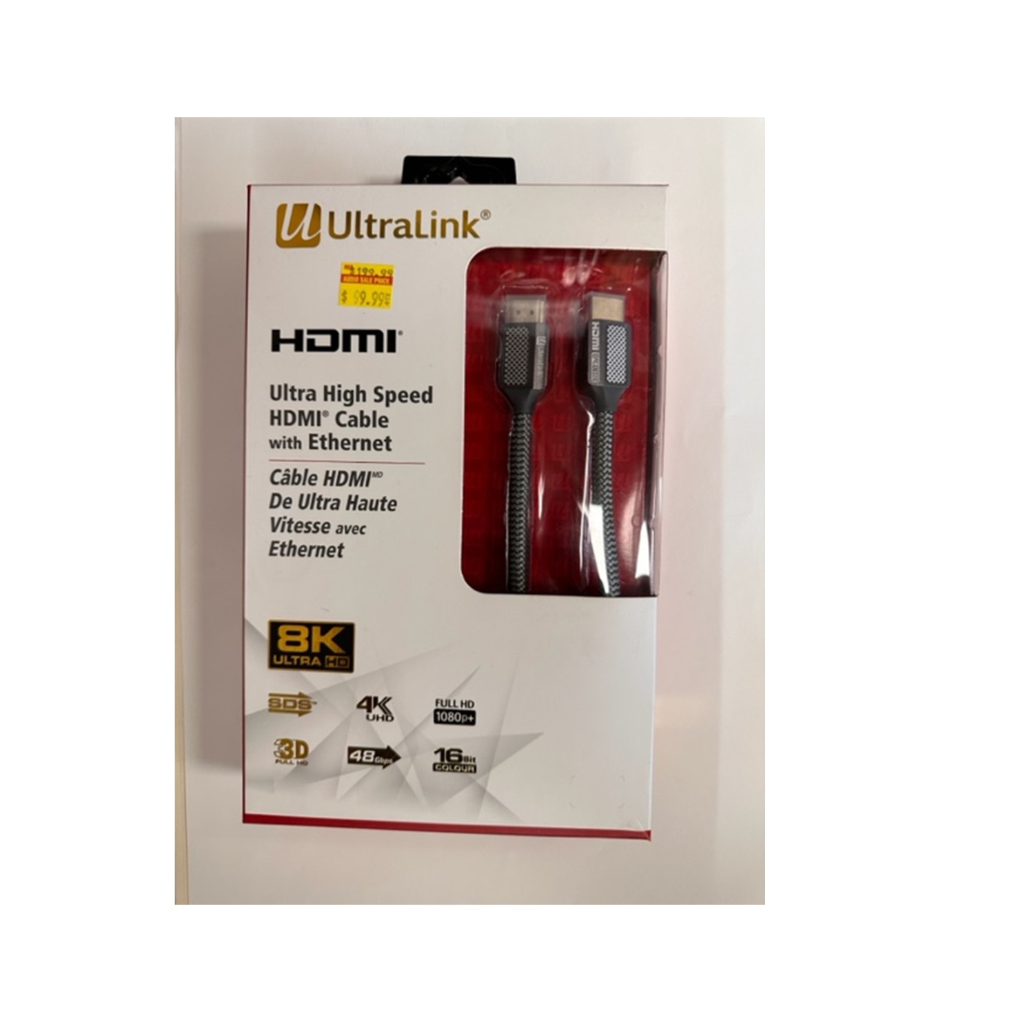 Câble HDMI ultra haute vitesse ultra haute vitesse CALIBRE 8K ULTRALINK UHD3M8K avec Ethernet, 3&nbsp;M
