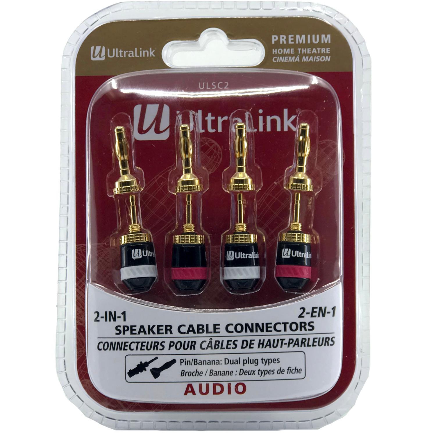 ULTRALINK ULSC2- BANANA PLUGS 2 PAIRS 2 IN 1 PIN SPEAKER CABLE CONNECTORS