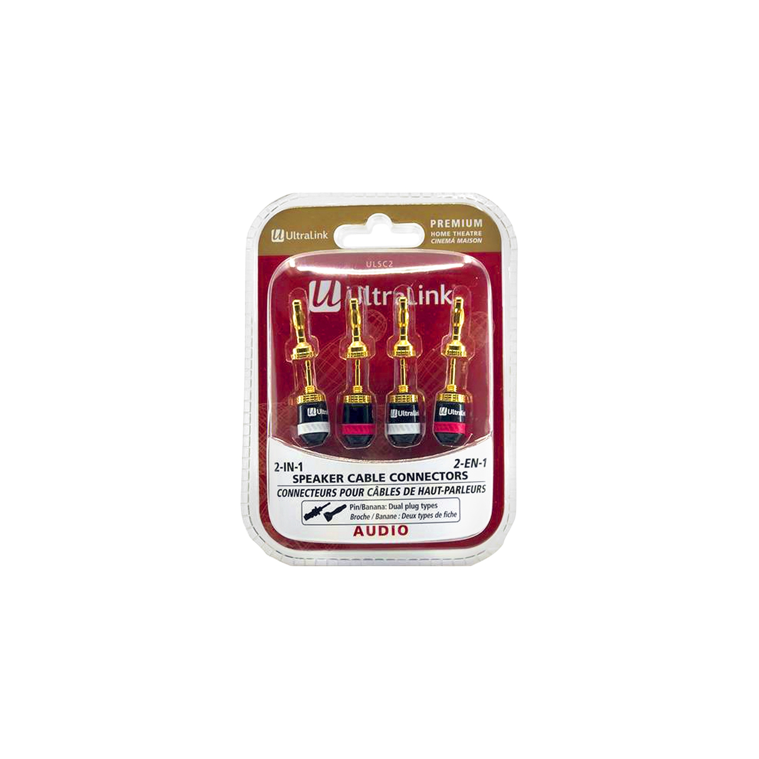 ULTRALINK ULSC2- FICHES BANANE 2 PAIRES CONNECTEURS DE CÂBLE DE HAUT-PARLEUR 2-EN-1 BROCHES