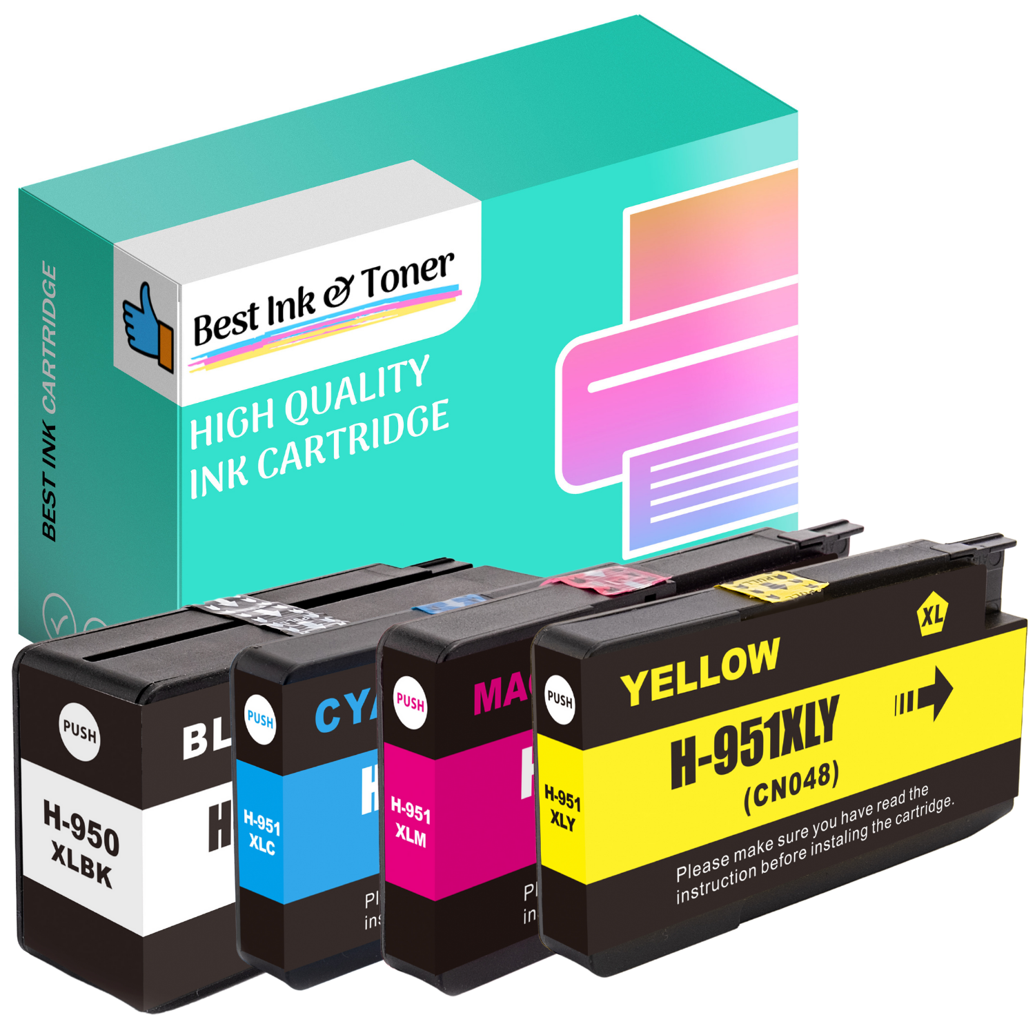 Bestink Compatible Ink for HP 950XL Black & 951XL Color New Compatible Inkjet Cartridge High Yield Combo Pack