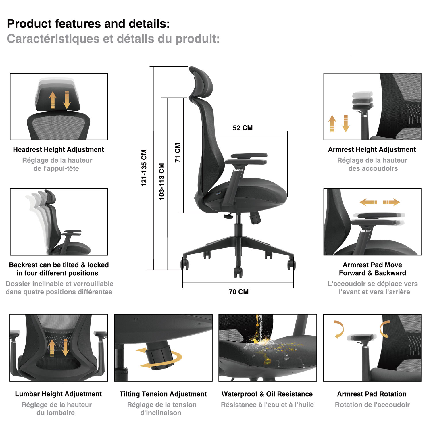 Fauteuil de bureau ergonomique en filet à dossier haut Premier de Kopplen - Noir