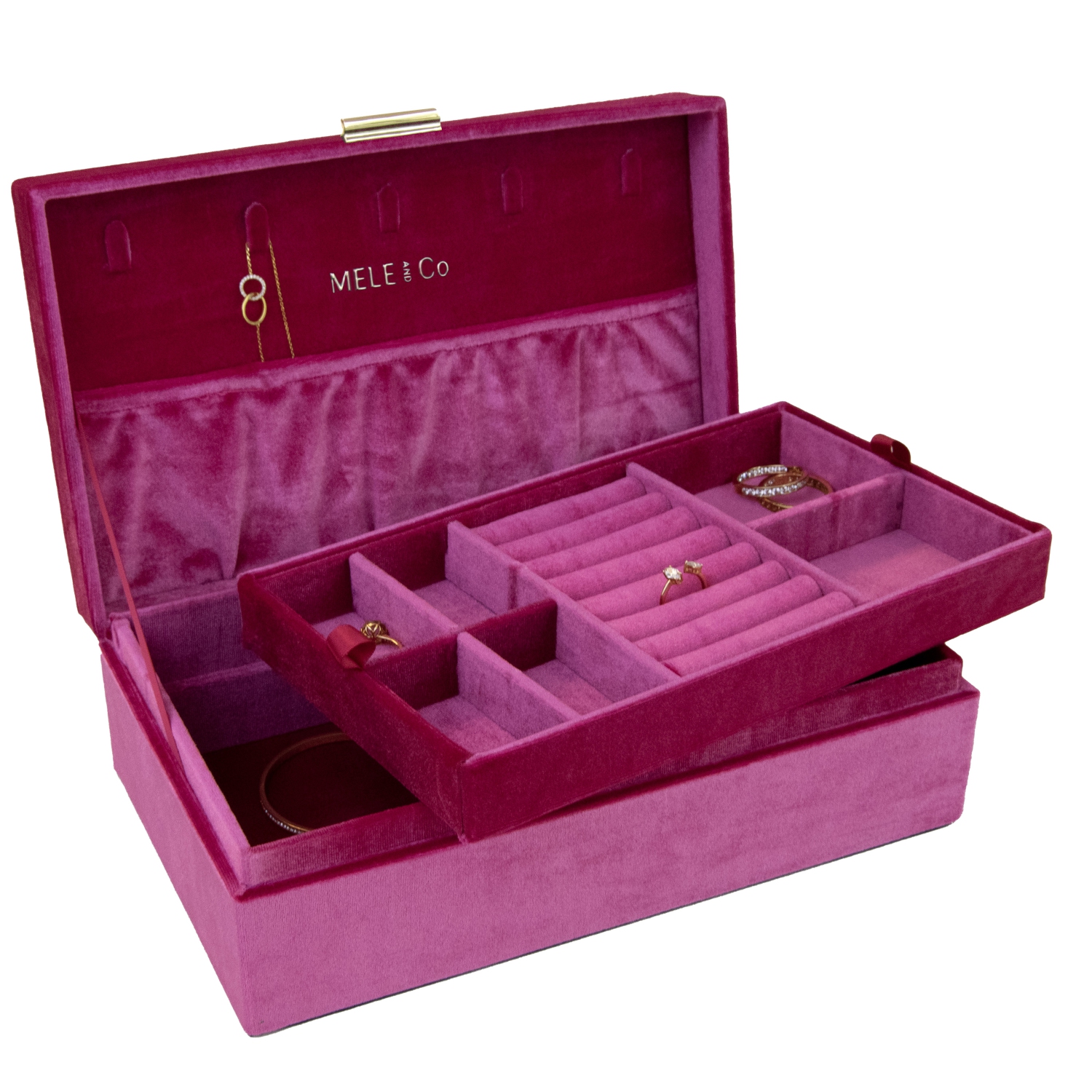 Coffret à bijoux en velours magenta Jewel de Gunther Mele et Co Jewel