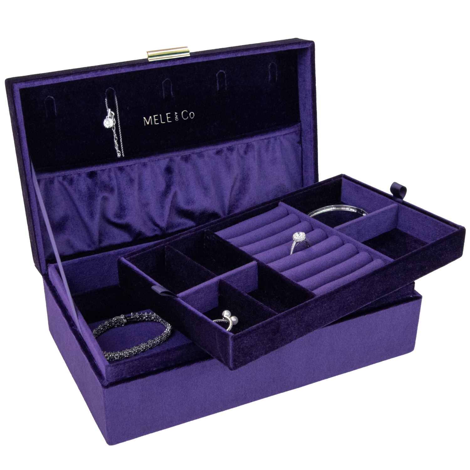 Coffret à bijoux en velours à améthyste et à bijoux Co Jewel de Gunther Mele