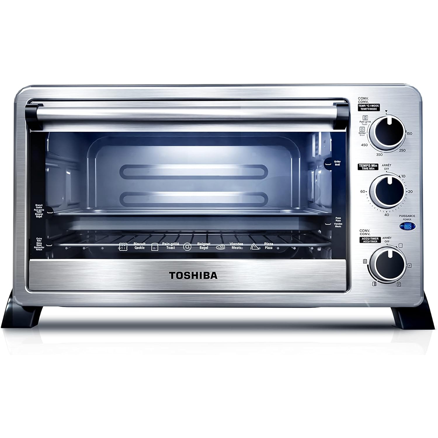 Toshiba 4-Slice Toaster Oven - Stainless Steel- With Accu Timer