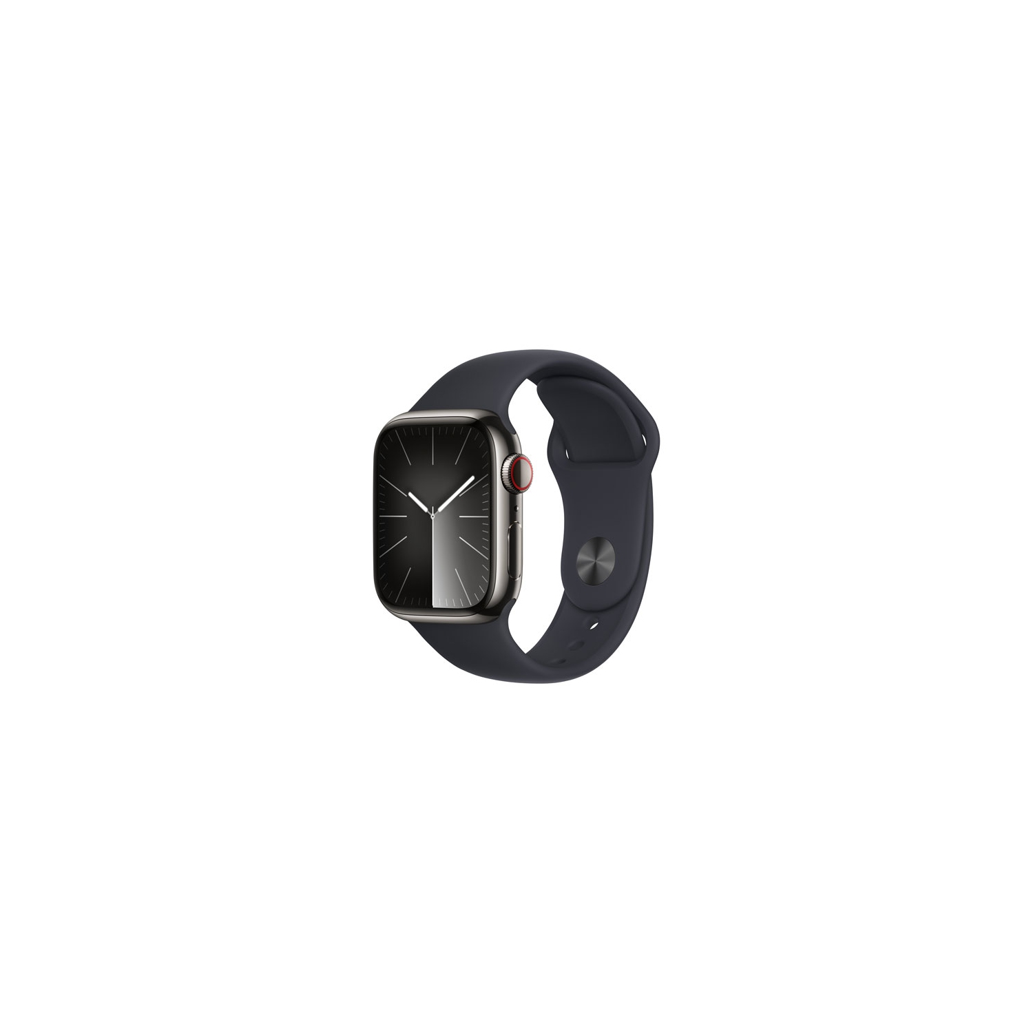Remis à neuf - Apple Watch Series 9 (GPS + connectivité cellulaire) 41&nbsp;mm avec boîtier en acier inoxydable graphite et bracelet sport minuit -